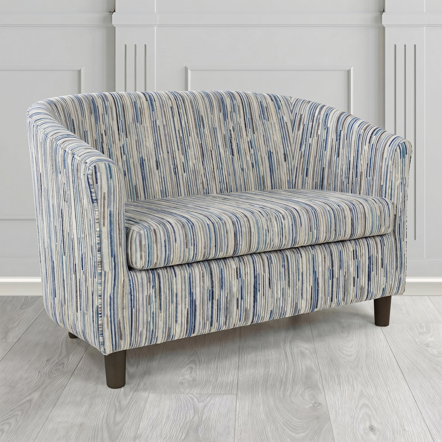 Tuscany 2 Seater Tub Sofa in Cristina Marrone Extravaganza Stripe Fabric