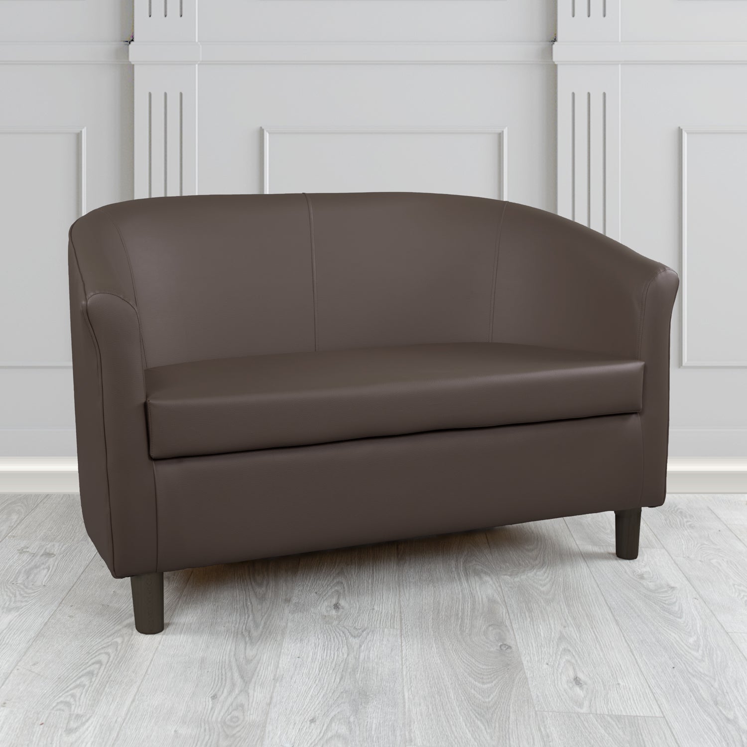 Tuscany 2 Seater Tub Sofa in Madrid Chocolate Faux Leather - The Tub Chair Shop