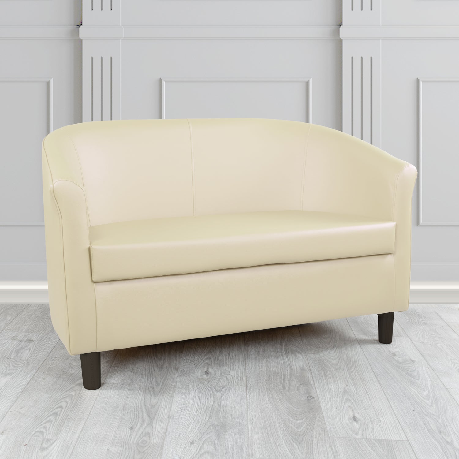 Tuscany 2 Seater Tub Sofa in Madrid Cream Faux Leather - The Tub Chair Shop