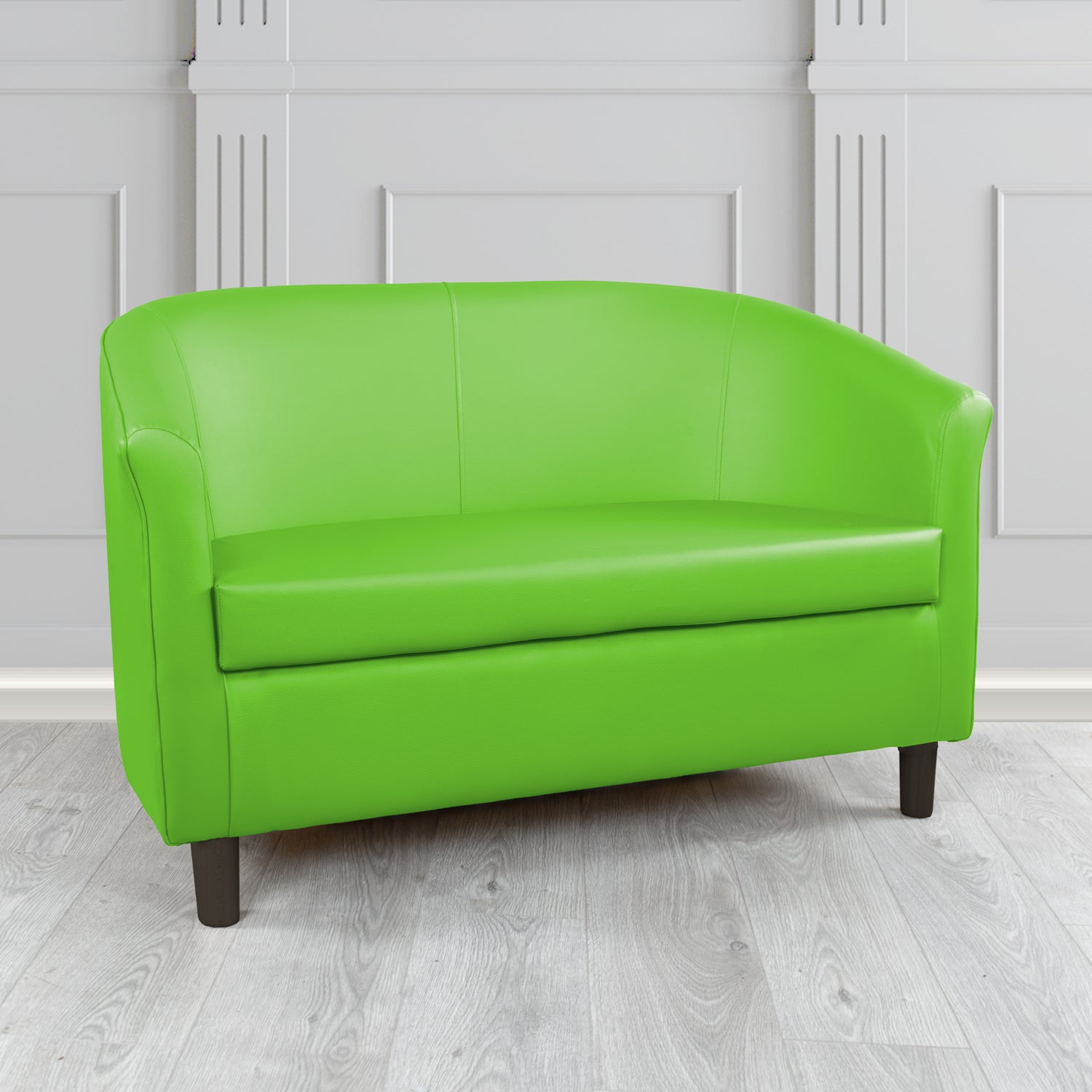 Tuscany 2 Seater Tub Sofa in Madrid Lime Faux Leather - The Tub Chair Shop