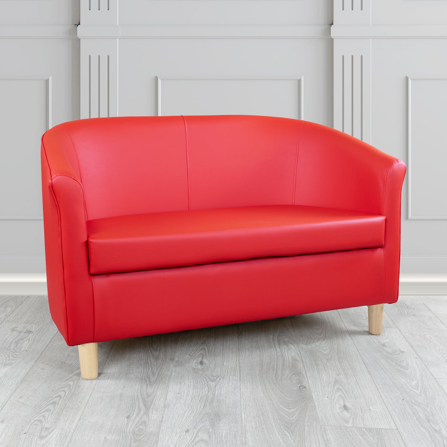 Tuscany 2 Seater Tub Sofa in Madrid Rouge Faux Leather - The Tub Chair Shop