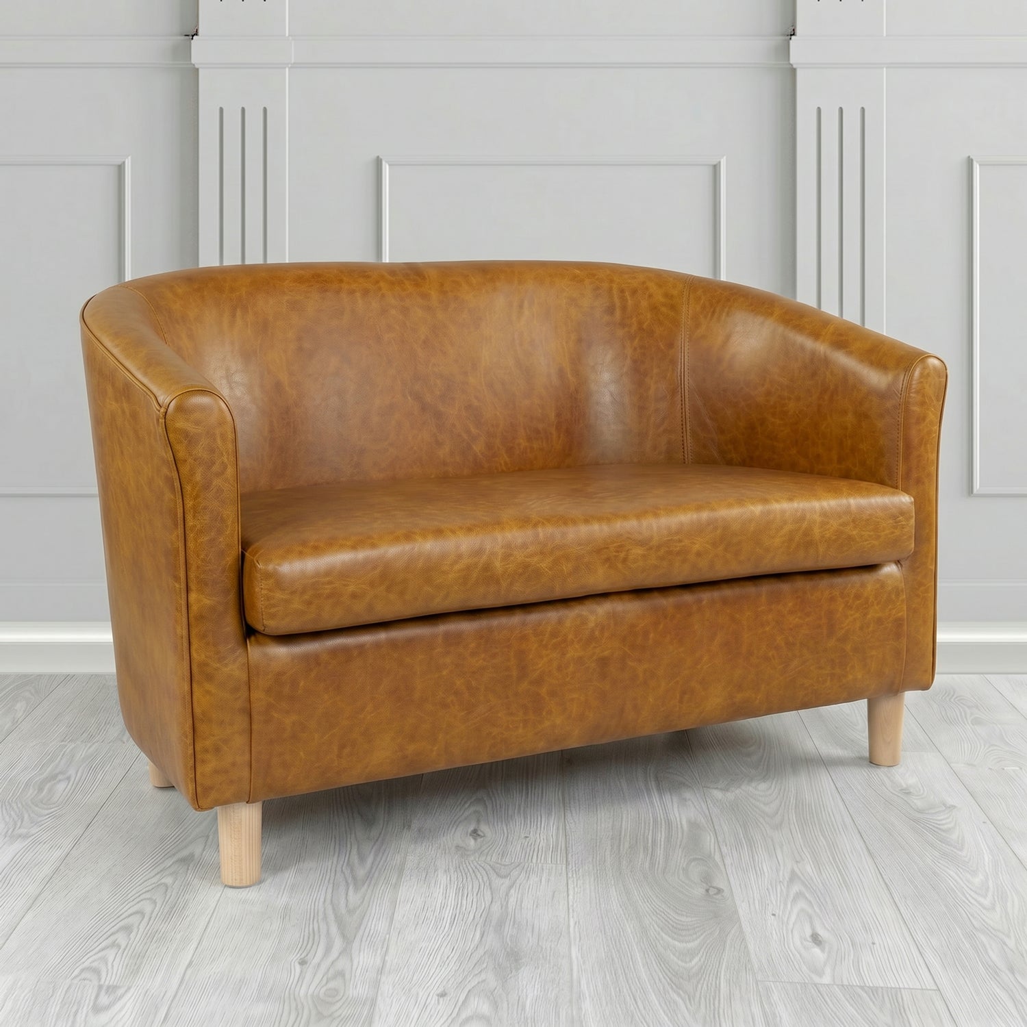 Tuscany 2 Seater Tub Sofa in Crest Leather Old English Crib 5 Genuine Leather