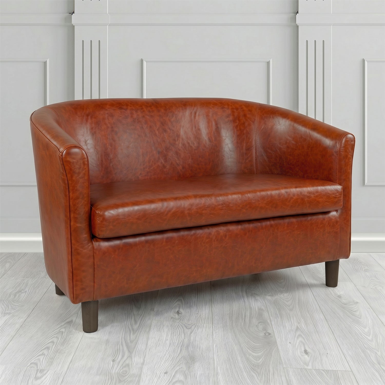 Tuscany 2 Seater Tub Sofa in Crest Leather Old English Crib 5 Genuine Leather