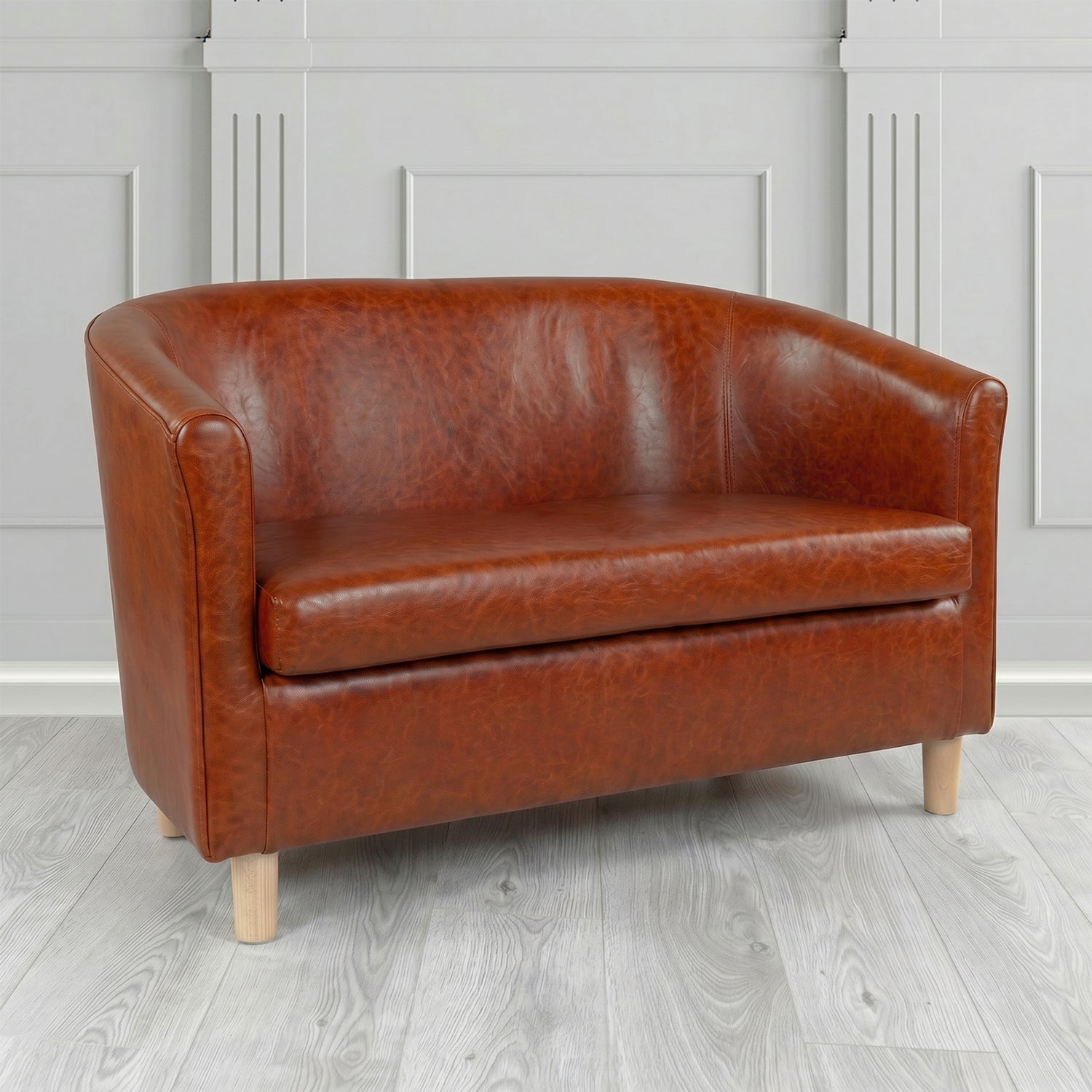 Tuscany 2 Seater Tub Sofa in Crest Leather Old English Crib 5 Genuine Leather