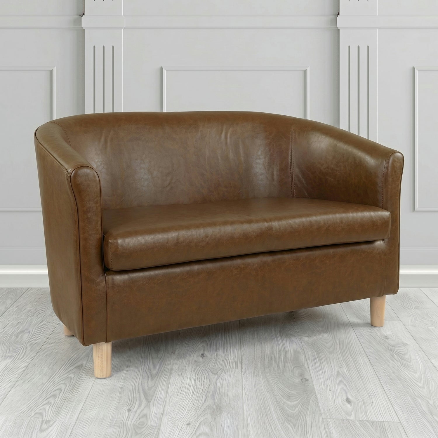 Tuscany 2 Seater Tub Sofa in Crest Leather Old English Crib 5 Genuine Leather