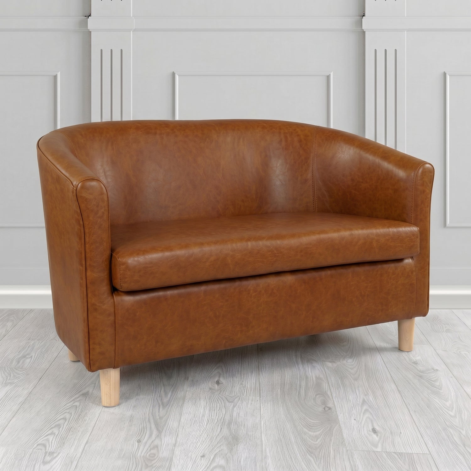 Tuscany 2 Seater Tub Sofa in Crest Leather Old English Crib 5 Genuine Leather