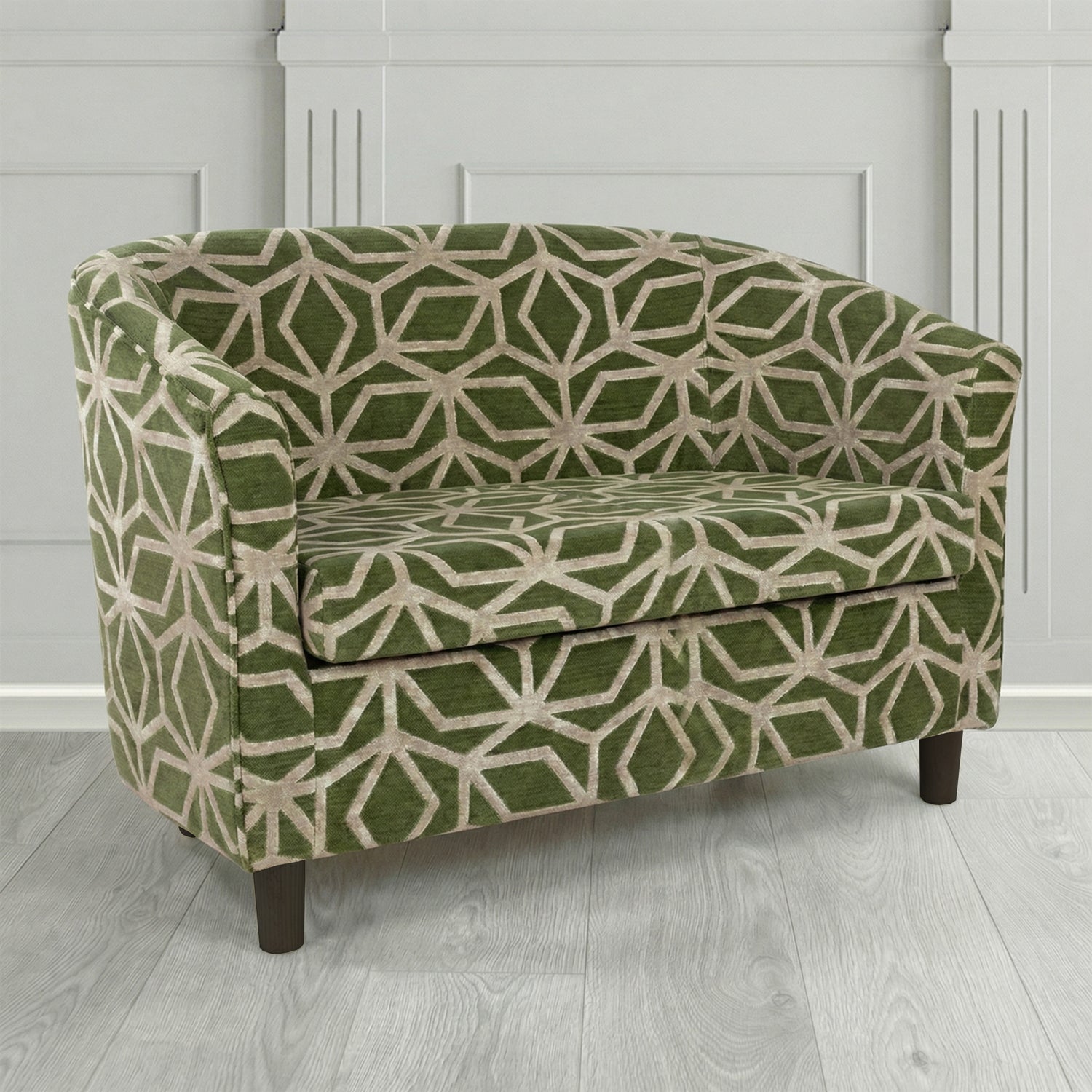 Tuscany 2 Seater Tub Sofa in Panaz Fabrics Lexington Corinthia Geometric Crib 5 Velvet Fabric