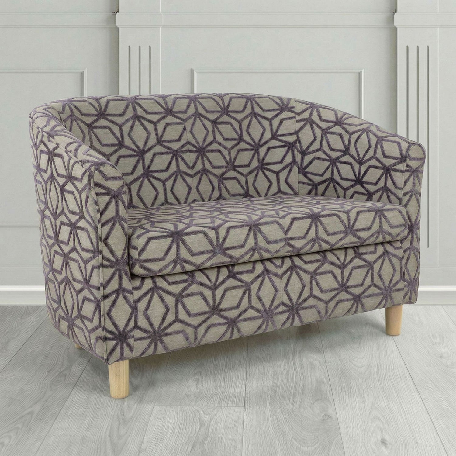 Tuscany 2 Seater Tub Sofa in Panaz Fabrics Lexington Corinthia Geometric Crib 5 Velvet Fabric