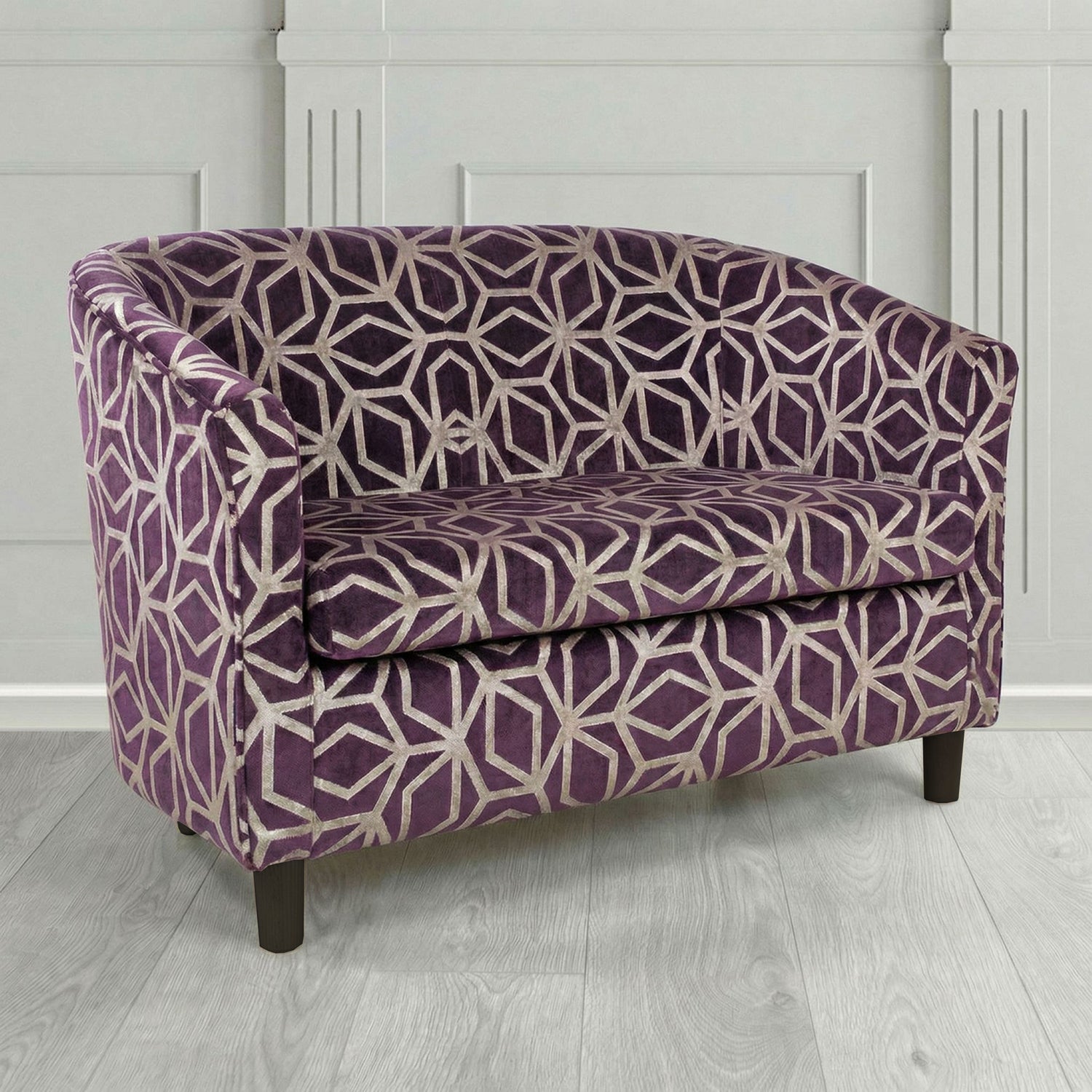 Tuscany 2 Seater Tub Sofa in Panaz Fabrics Lexington Corinthia Geometric Crib 5 Velvet Fabric