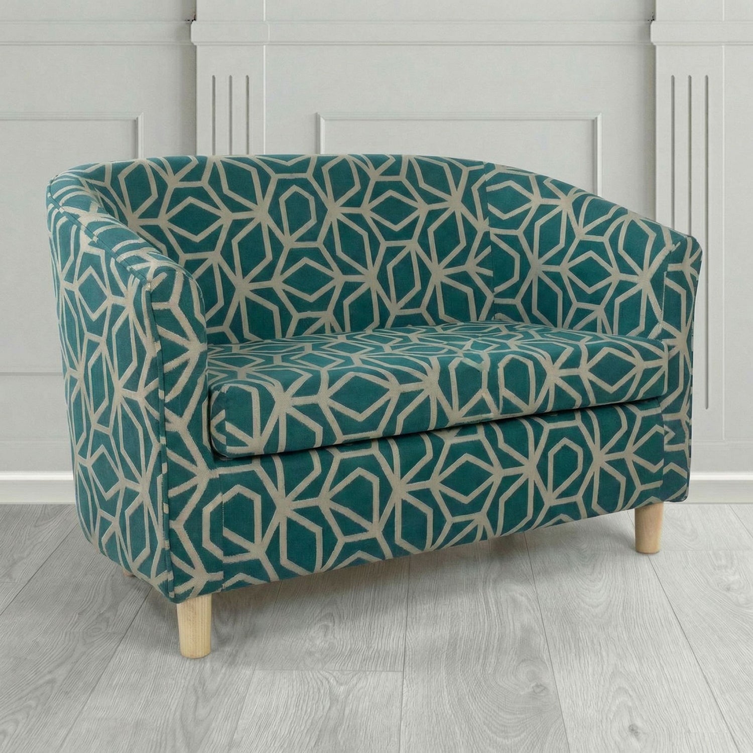 Tuscany 2 Seater Tub Sofa in Panaz Fabrics Lexington Corinthia Geometric Crib 5 Velvet Fabric