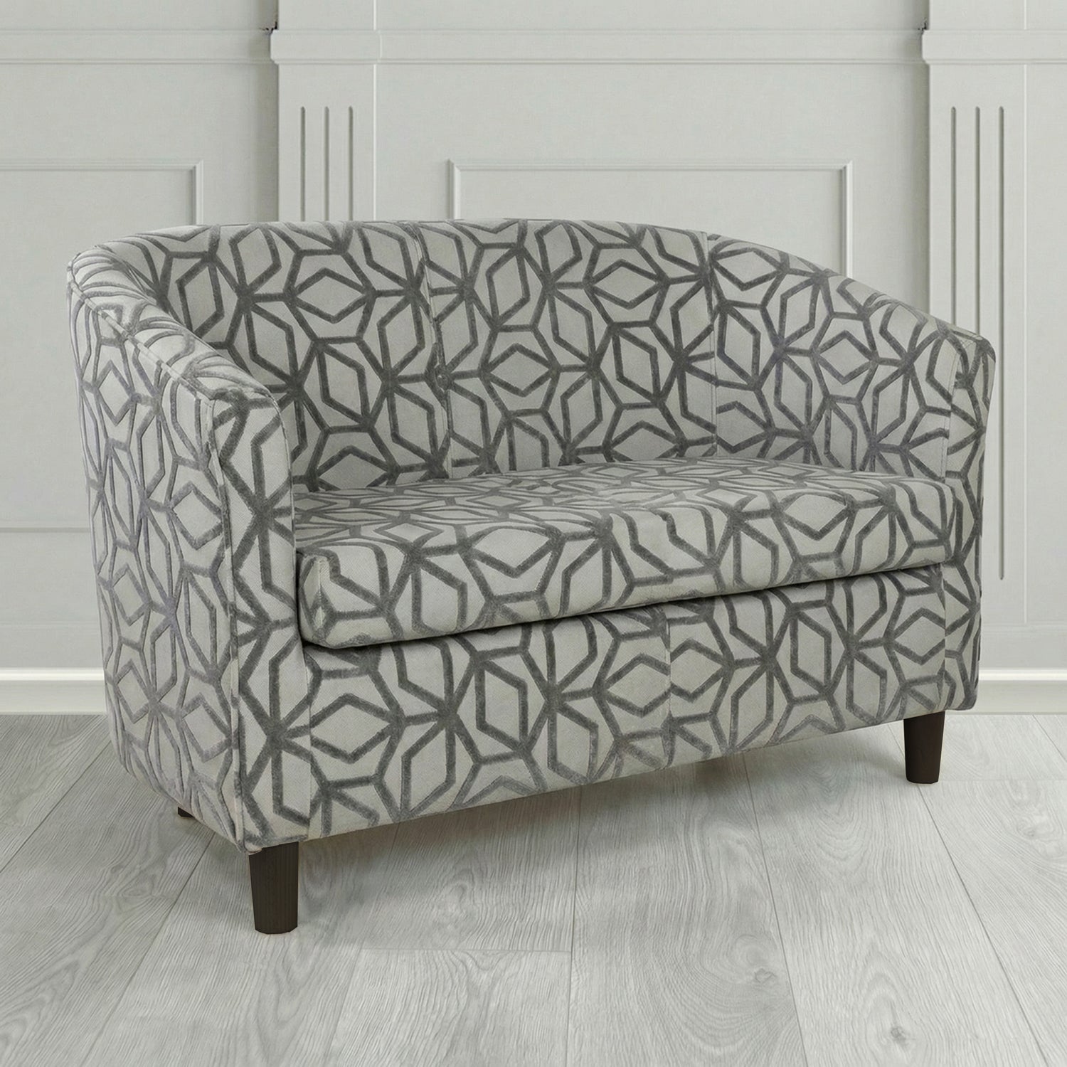 Tuscany 2 Seater Tub Sofa in Panaz Fabrics Lexington Corinthia Geometric Crib 5 Velvet Fabric