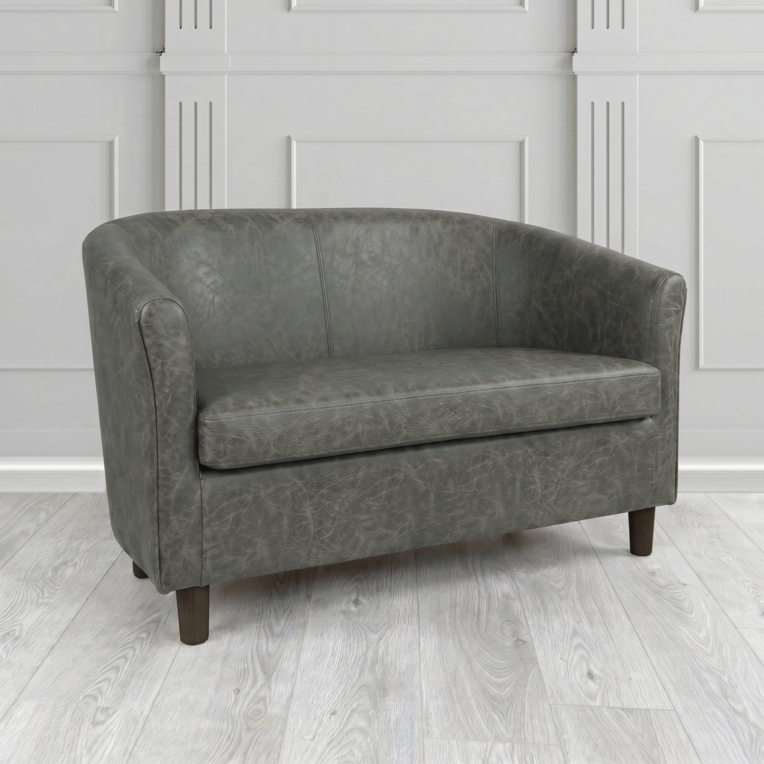 Tuscany 2 Seater Tub Sofa in Crest Leather Saloon Semi-Aniline Crib 5 Genuine Leather
