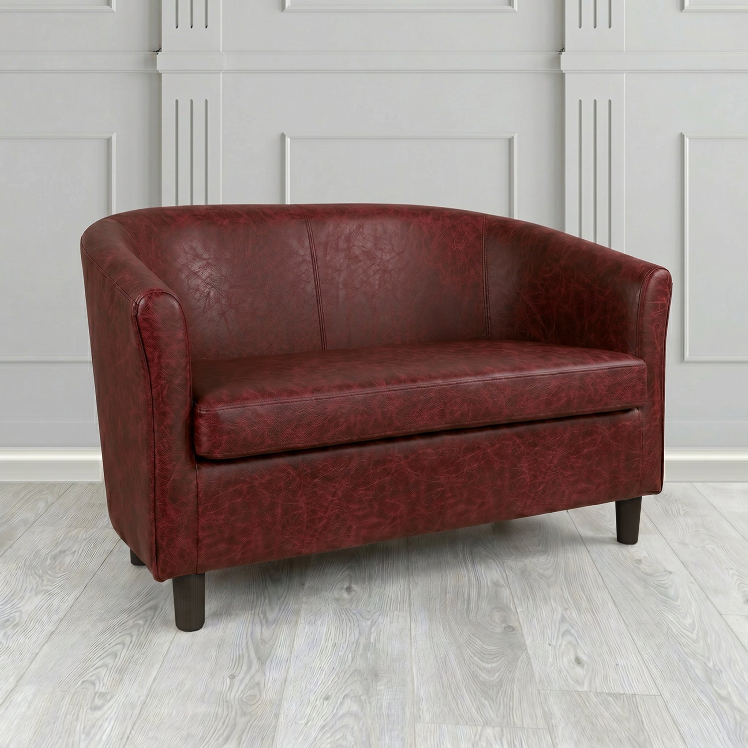 Tuscany 2 Seater Tub Sofa in Crest Leather Saloon Semi-Aniline Crib 5 Genuine Leather