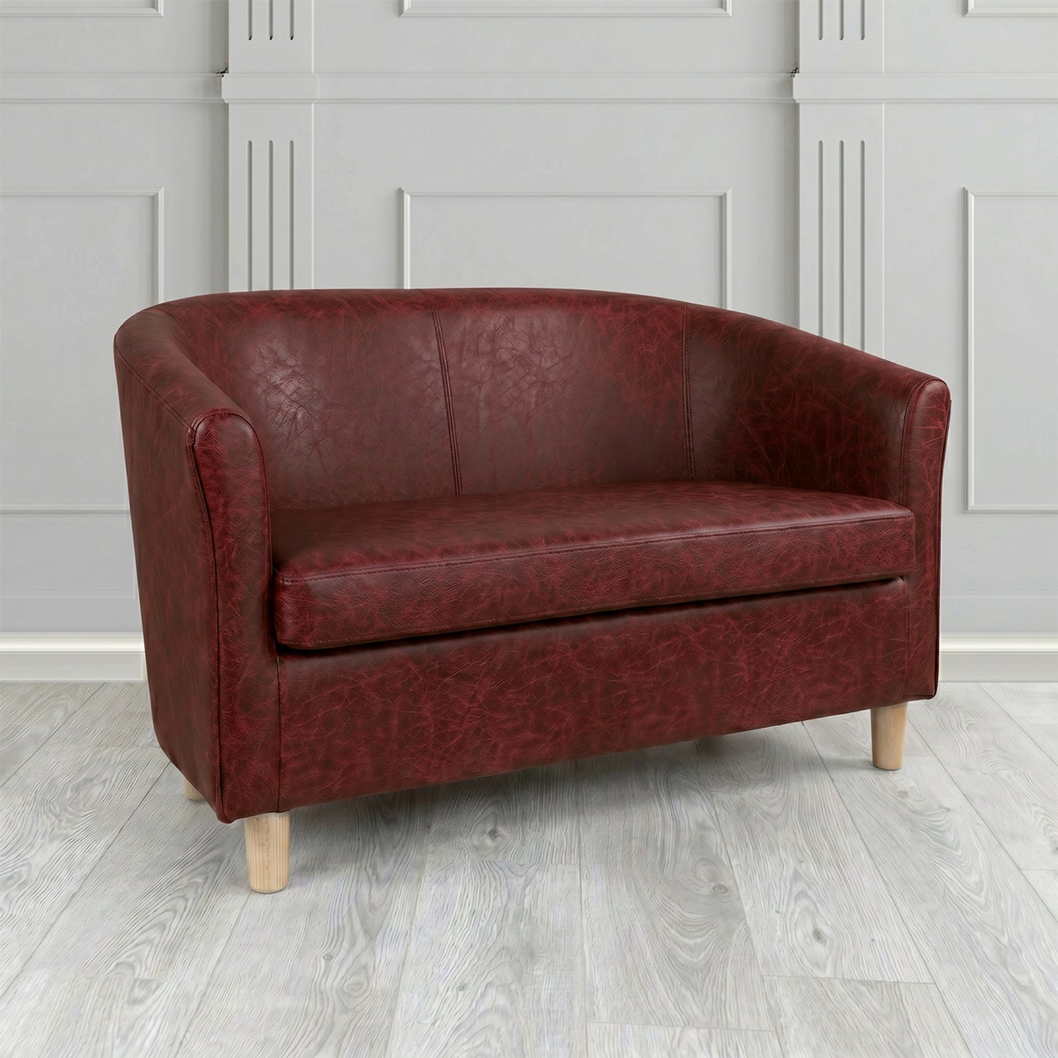 Tuscany 2 Seater Tub Sofa in Crest Leather Saloon Semi-Aniline Crib 5 Genuine Leather