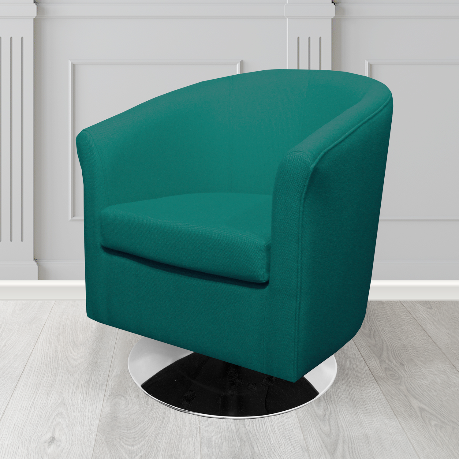 Tuscany Swivel Tub Chair in Mainline Plus Aquamarine IF141 Crib 5 Fabric - The Tub Chair Shop