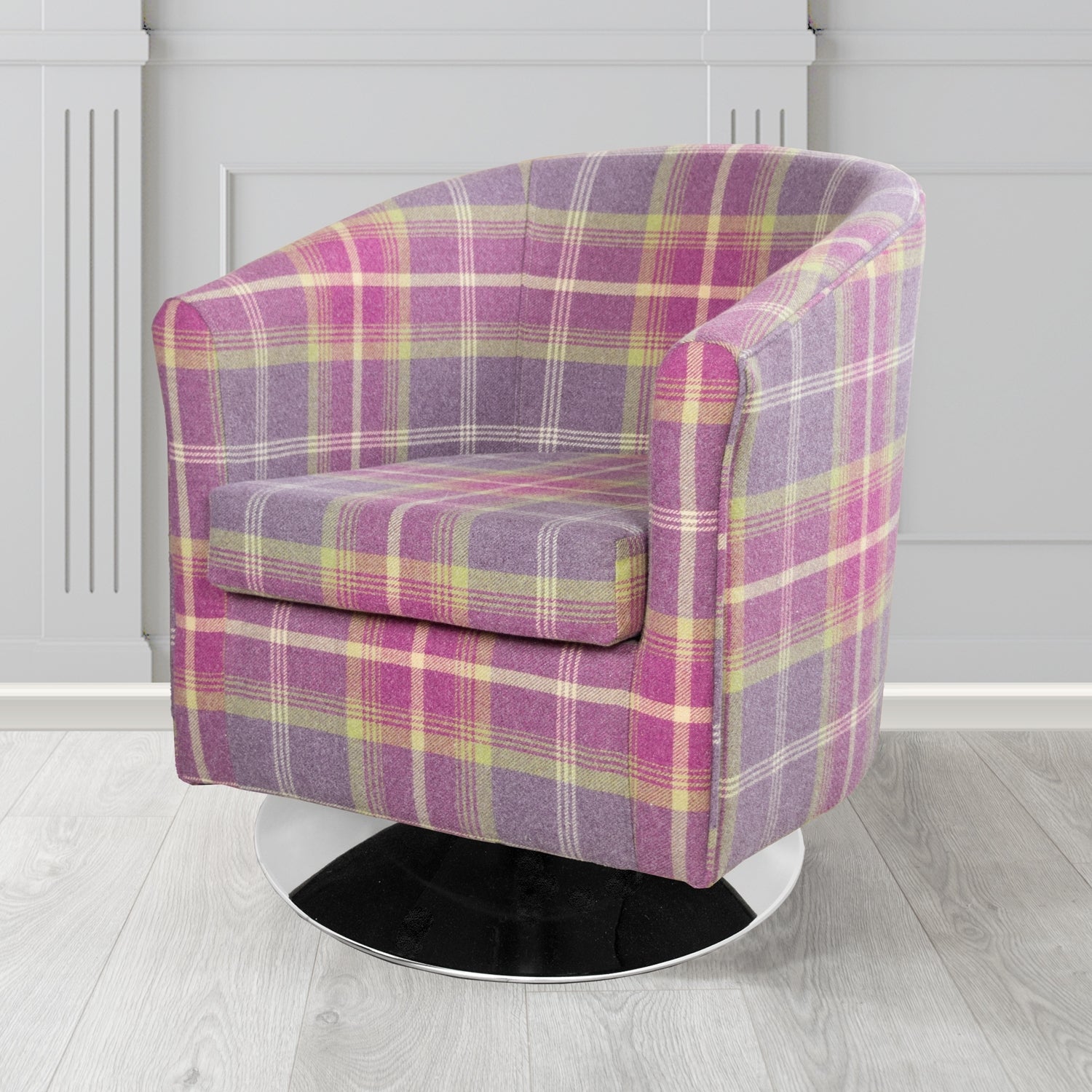 Tuscany Swivel Tub Chair in Balmoral Tartan Fabric