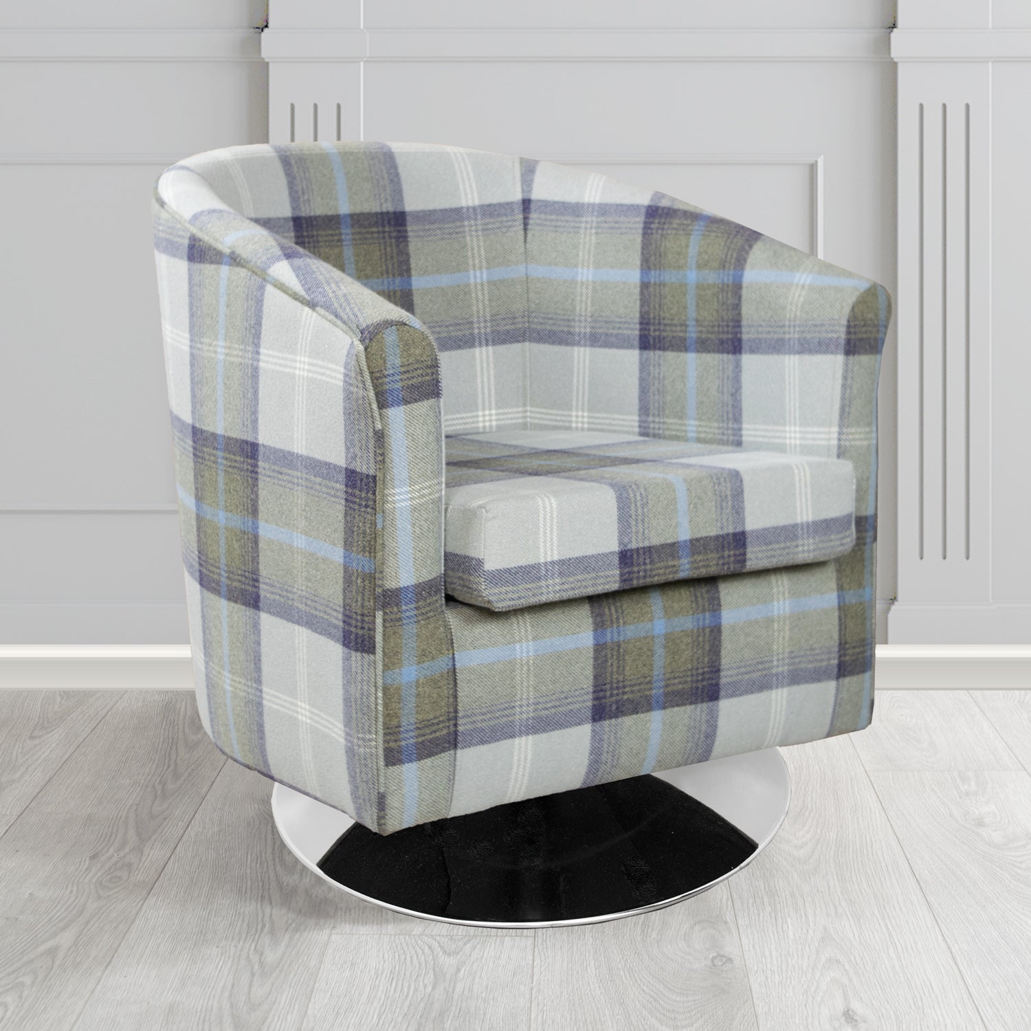 Tuscany Swivel Tub Chair in Balmoral Tartan Fabric