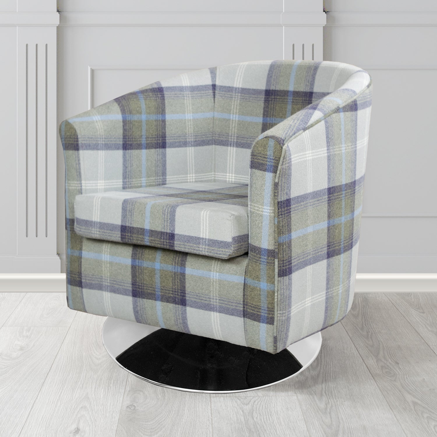 Tuscany Swivel Tub Chair in Balmoral Tartan Fabric