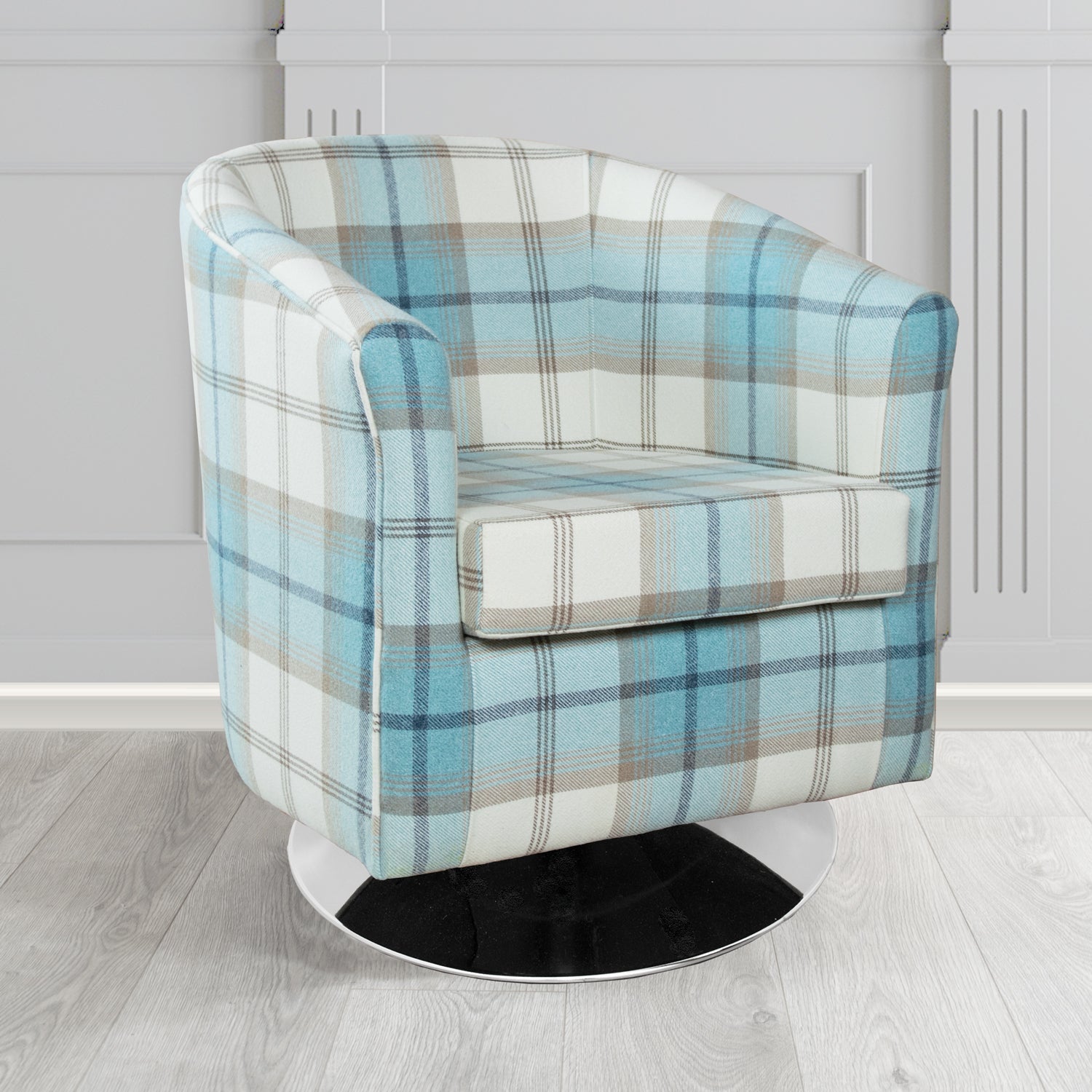 Tuscany Swivel Tub Chair in Balmoral Tartan Fabric