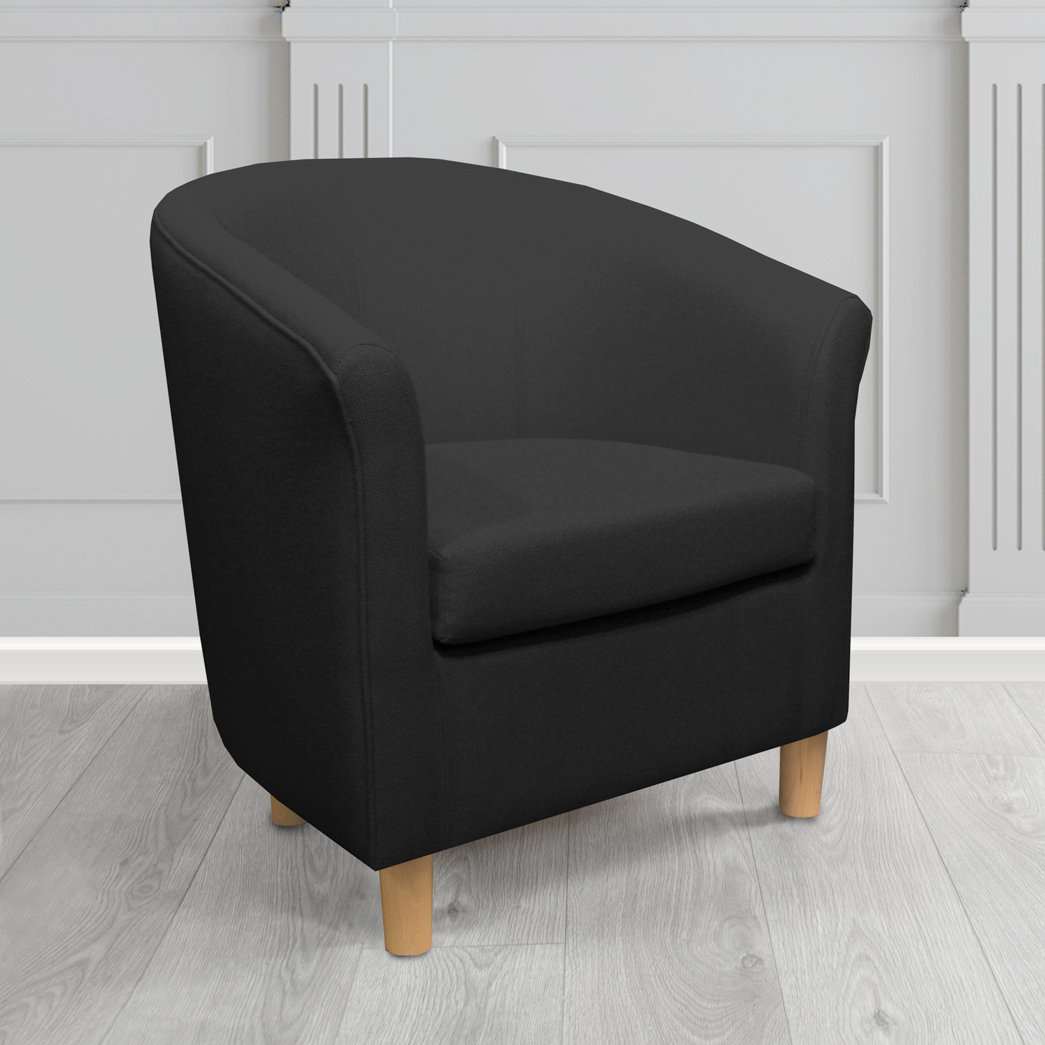 Tuscany Tub Chair in Mainline Plus Black IF059 Crib 5 Fabric - The Tub Chair Shop
