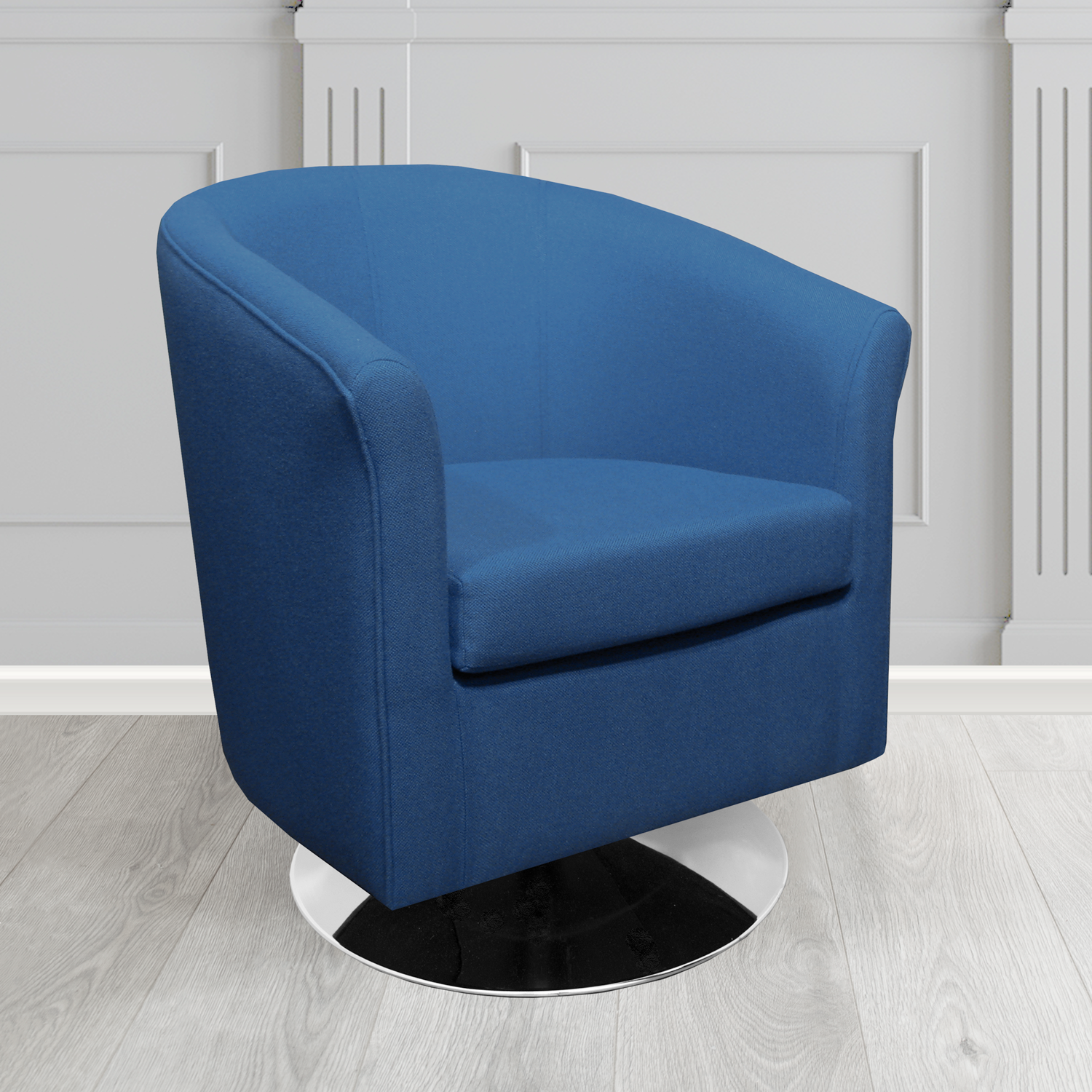 Tuscany Swivel Tub Chair in Mainline Plus Bluenote IF149 Crib 5 Fabric - The Tub Chair Shop
