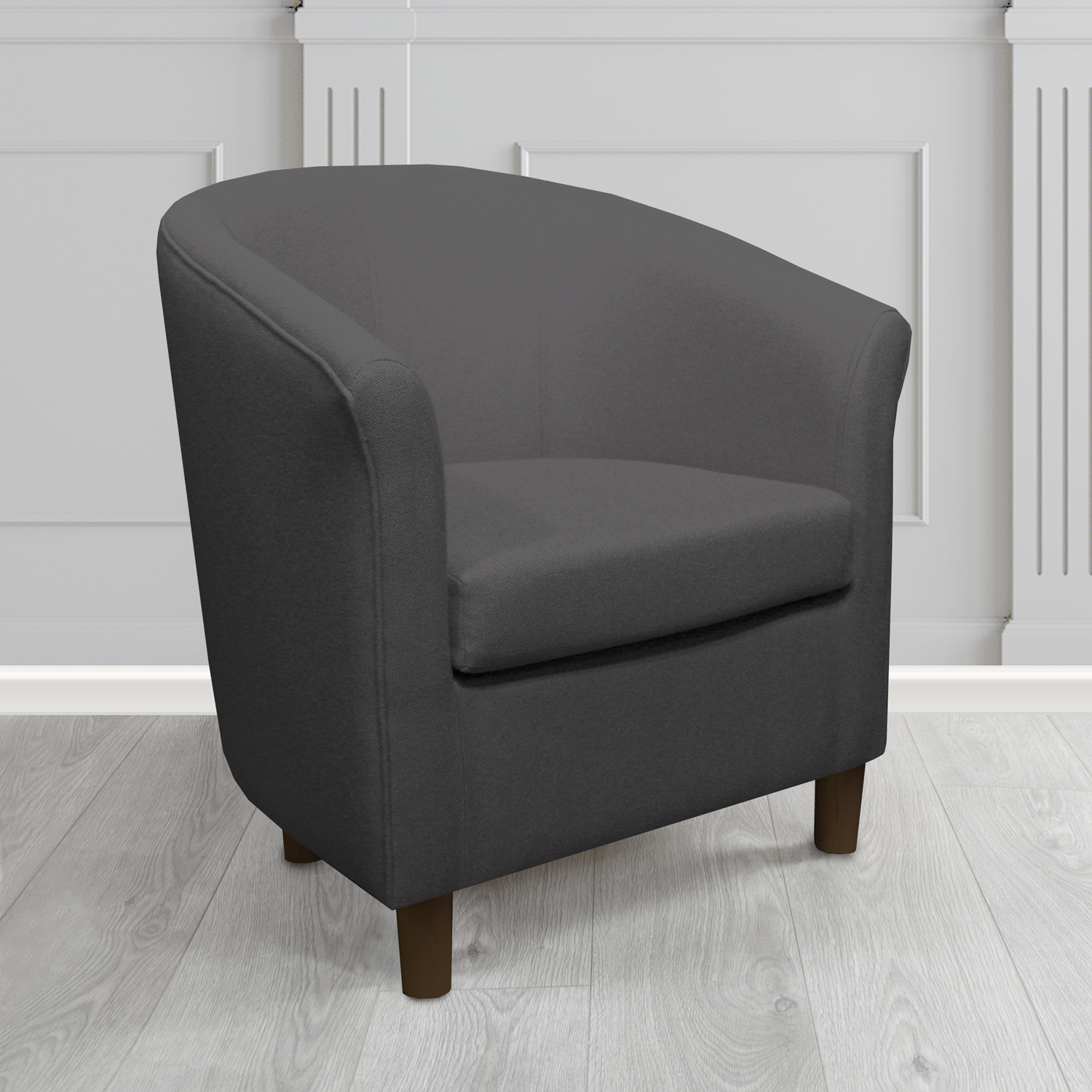 Tuscany Tub Chair in Mainline Plus Carbon IF252 Crib 5 Fabric - The Tub Chair Shop