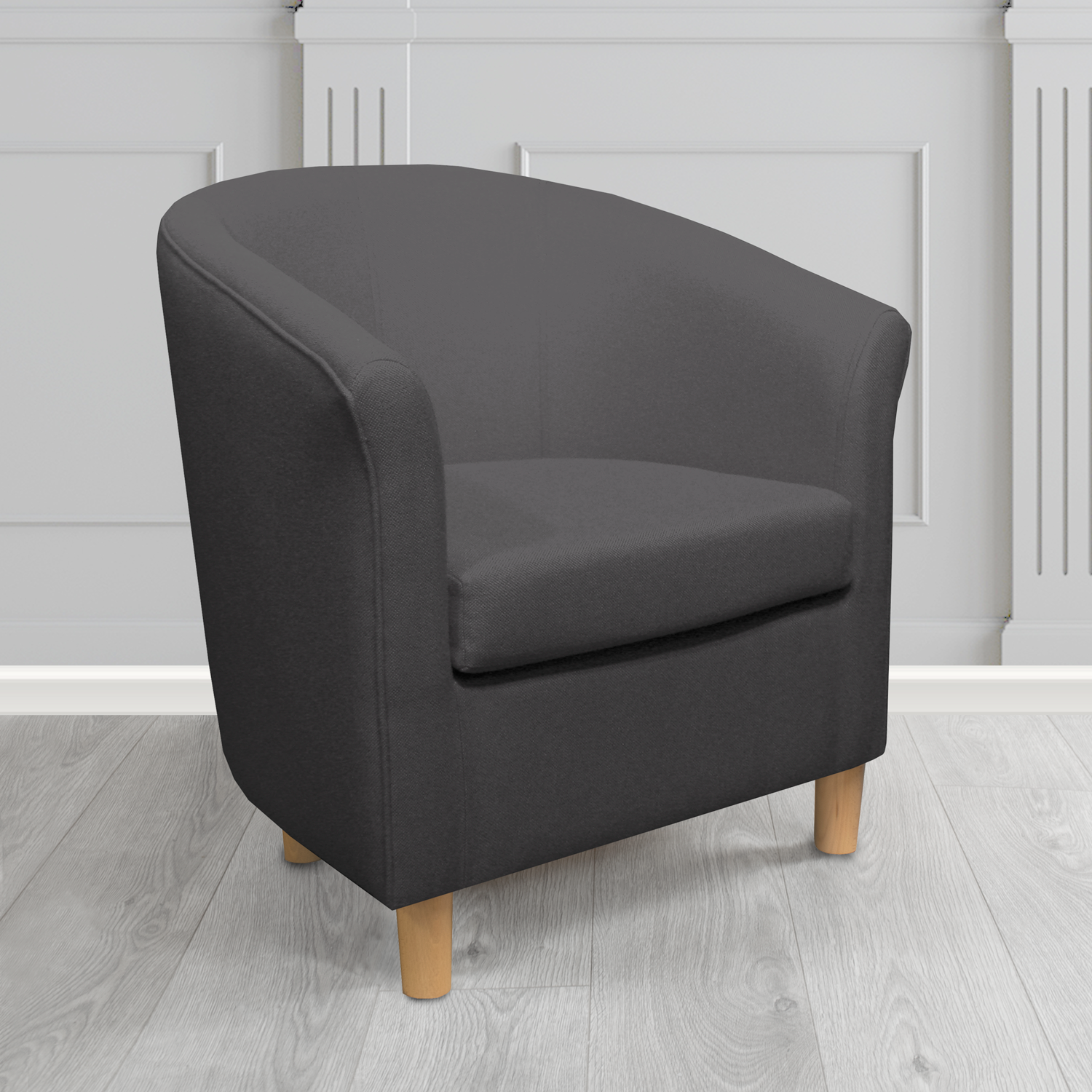 Tuscany Tub Chair in Mainline Plus Carbon IF252 Crib 5 Fabric - The Tub Chair Shop
