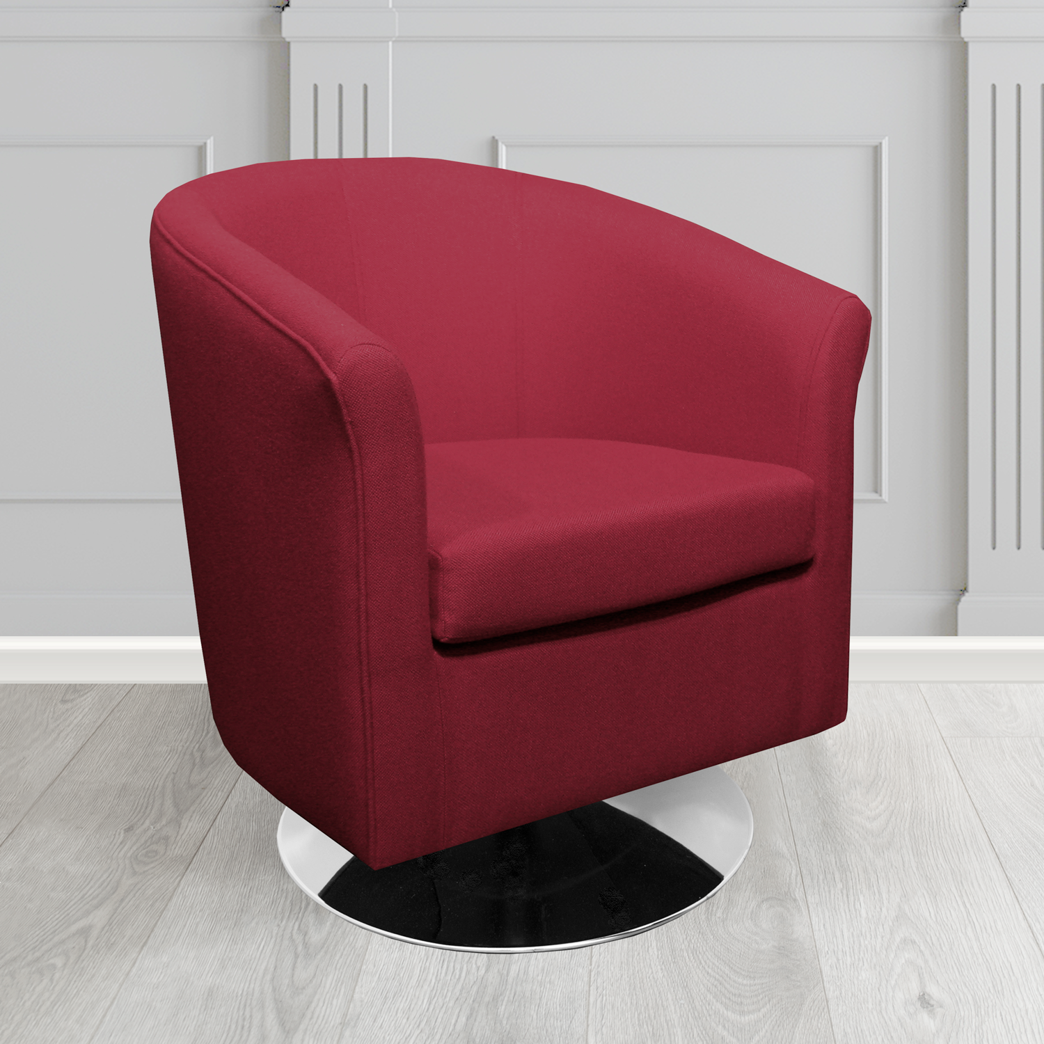 Tuscany Swivel Tub Chair in Mainline Plus Claret IF033 Crib 5 Fabric - The Tub Chair Shop