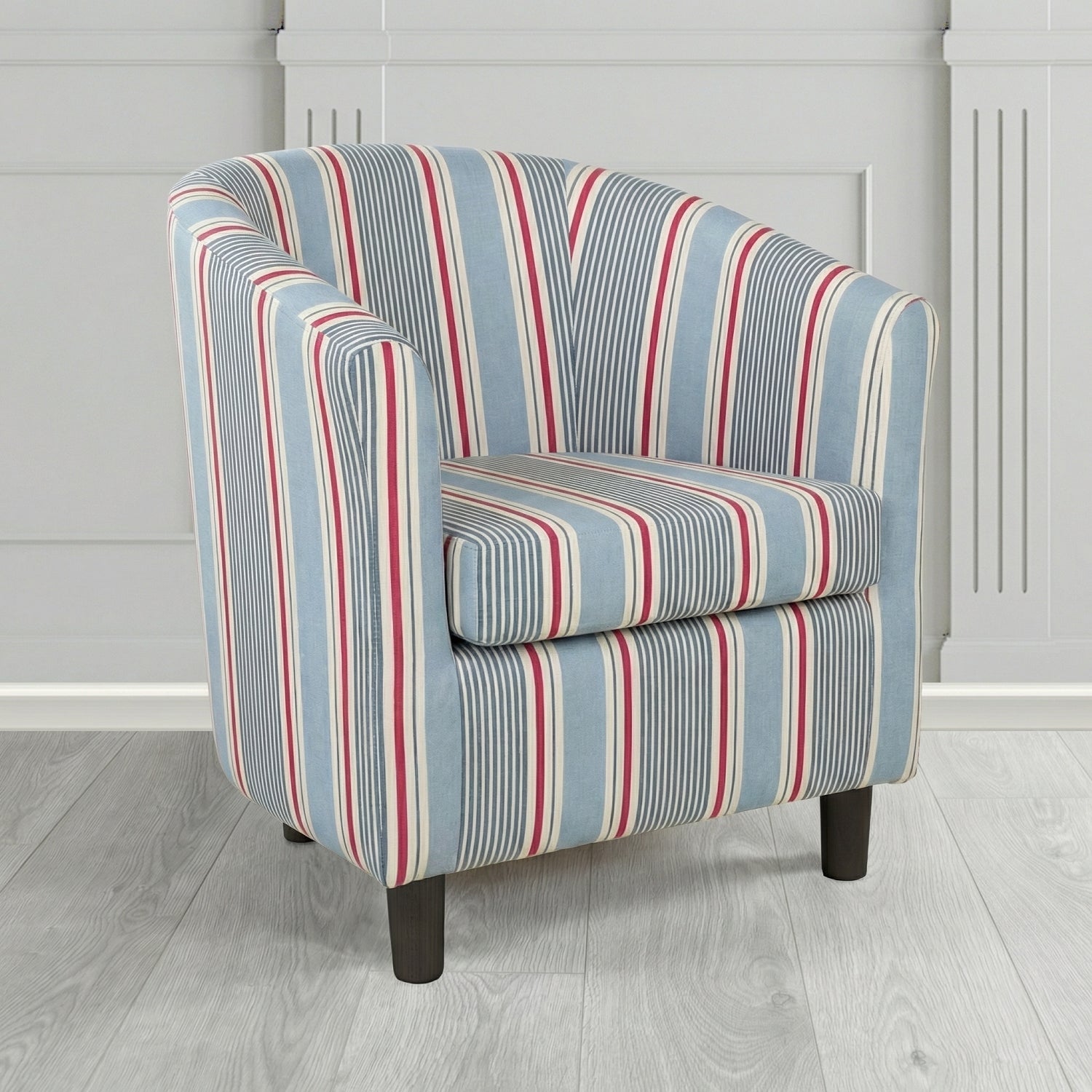 Tuscany Tub Chair in Clarke and Clarke Sail Stripe Fabric