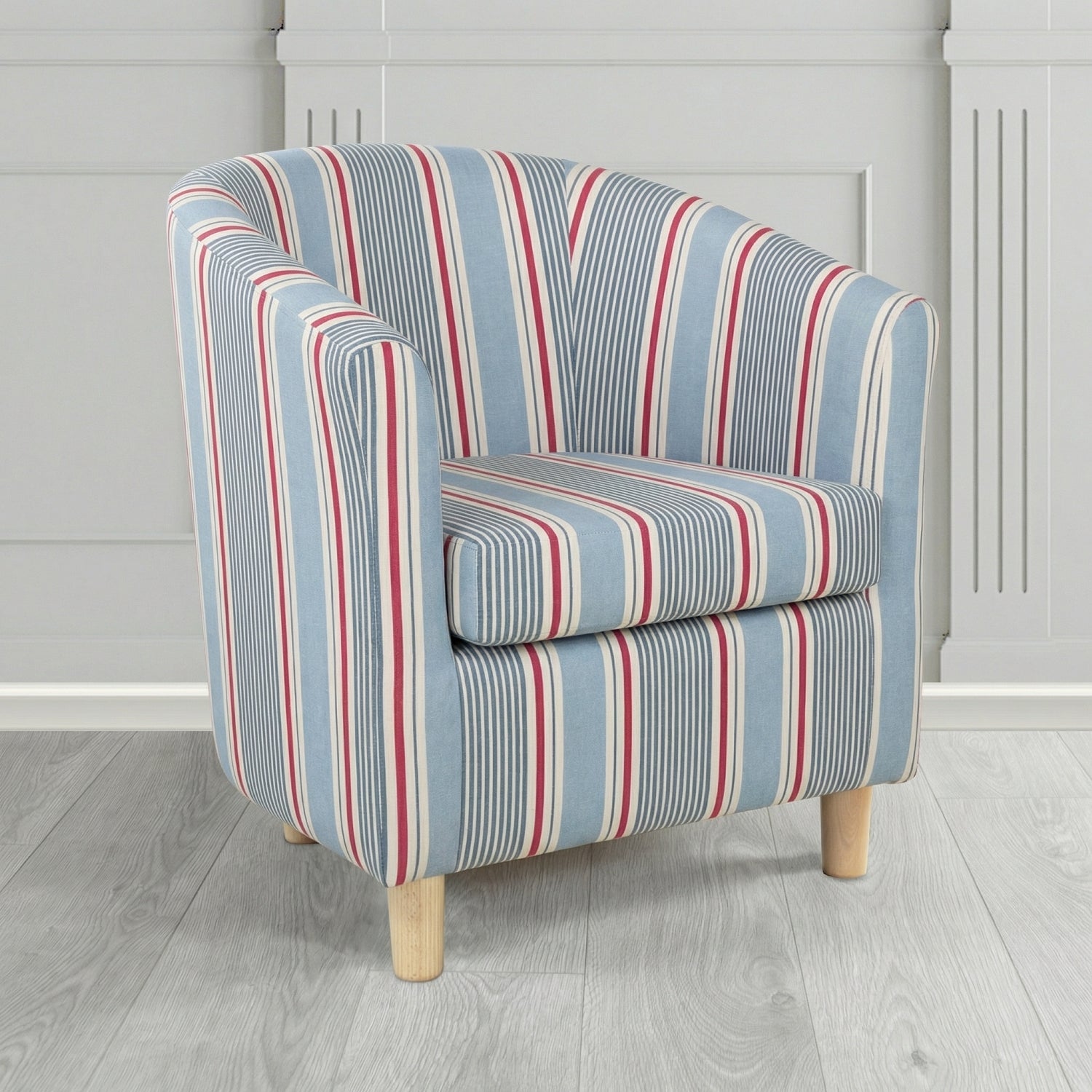 Tuscany Tub Chair in Clarke and Clarke Sail Stripe Fabric