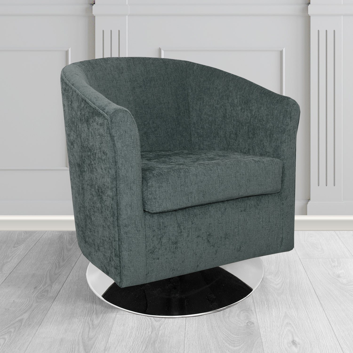 Tuscany Swivel Tub Chair in Como Crib 5 Plain Chenille Fabric