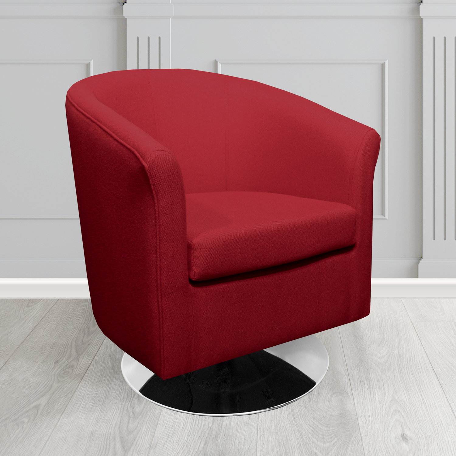 Tuscany Swivel Tub Chair in Mainline Plus Crimson IF116 Crib 5 Fabric - The Tub Chair Shop