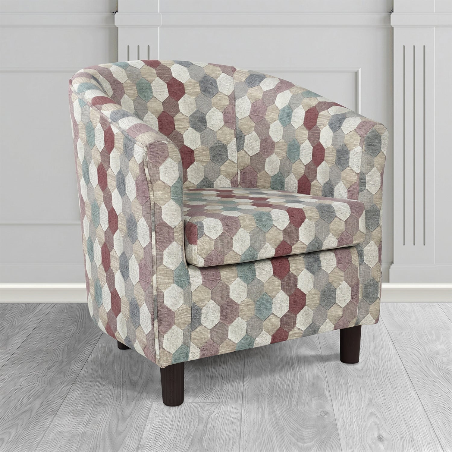 Tuscany Tub Chair in Cristina Marrone Extravaganza Honeycomb Velvet Pattern Fabric