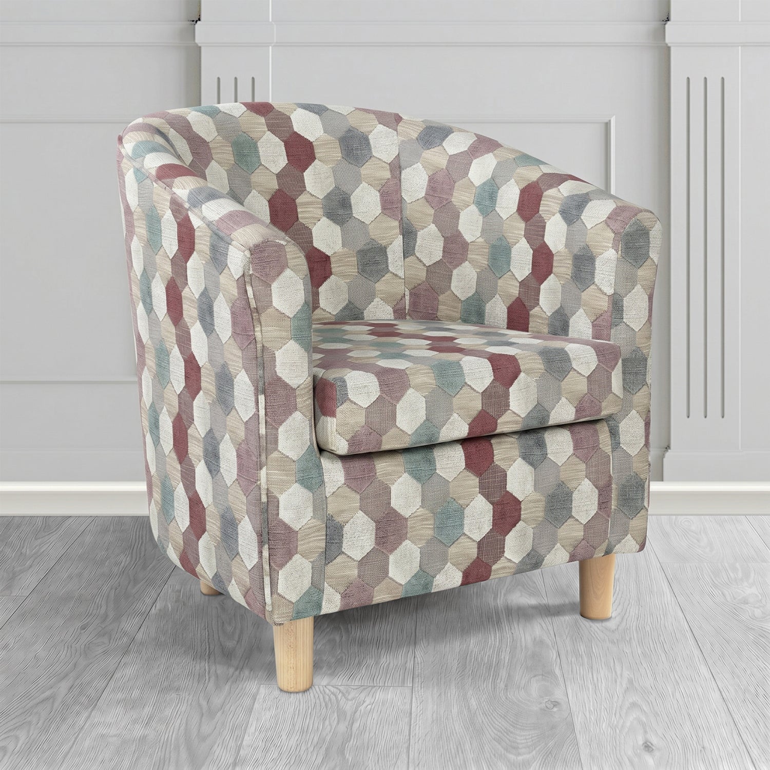 Tuscany Tub Chair in Cristina Marrone Extravaganza Honeycomb Velvet Pattern Fabric