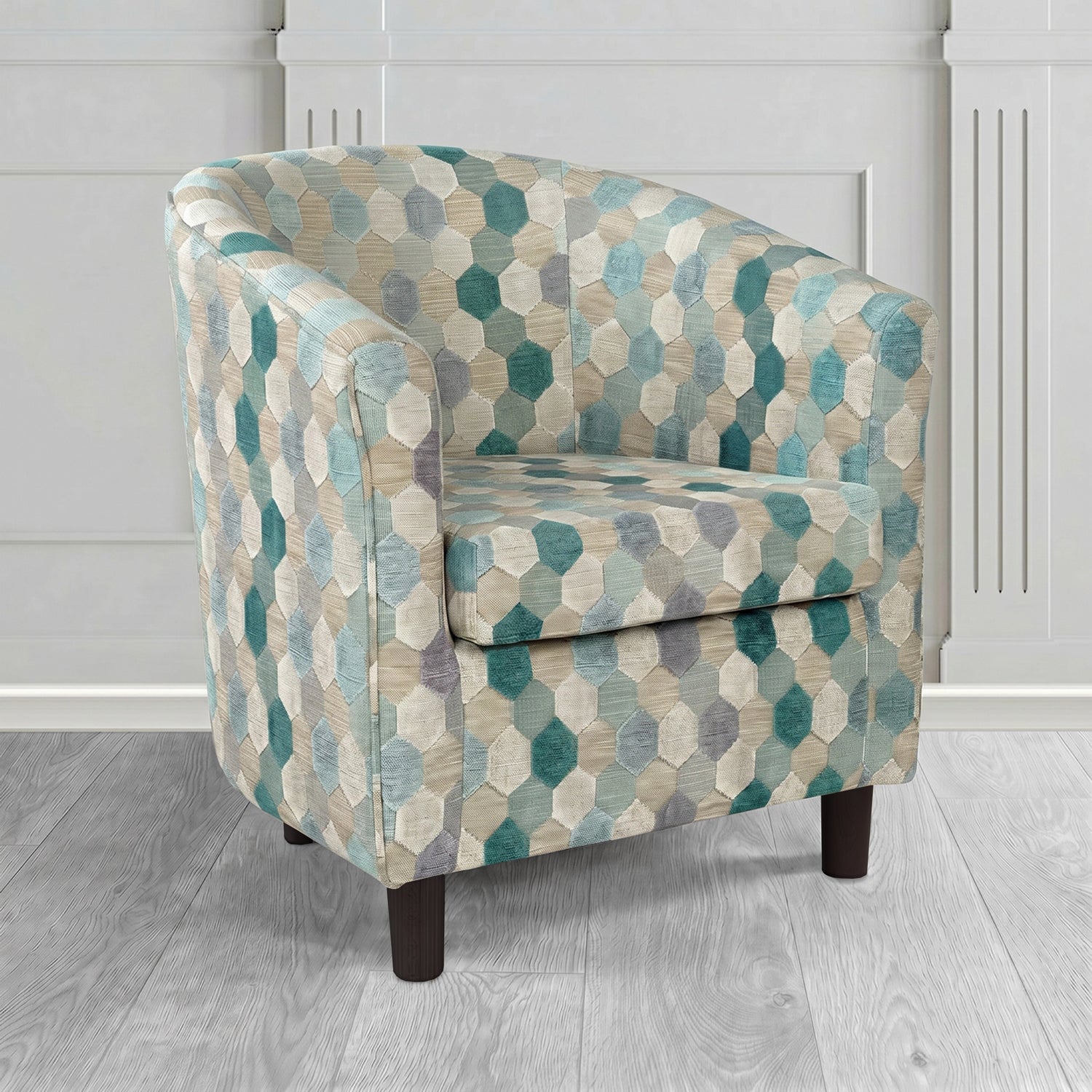Tuscany Tub Chair in Cristina Marrone Extravaganza Honeycomb Velvet Pattern Fabric