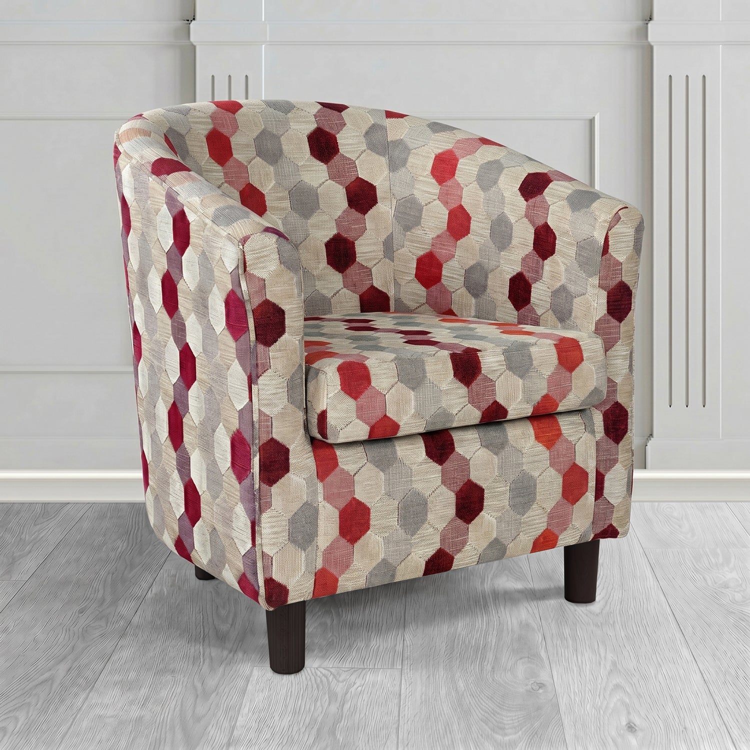 Tuscany Tub Chair in Cristina Marrone Extravaganza Honeycomb Velvet Pattern Fabric