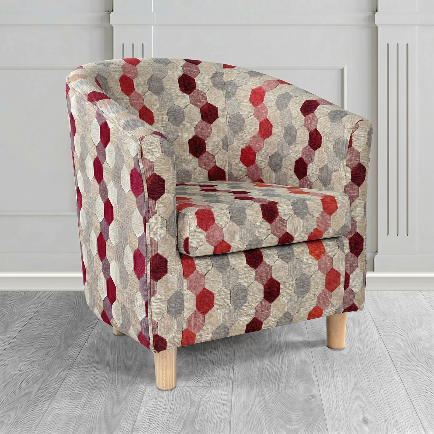 Tuscany Tub Chair in Cristina Marrone Extravaganza Honeycomb Velvet Pattern Fabric