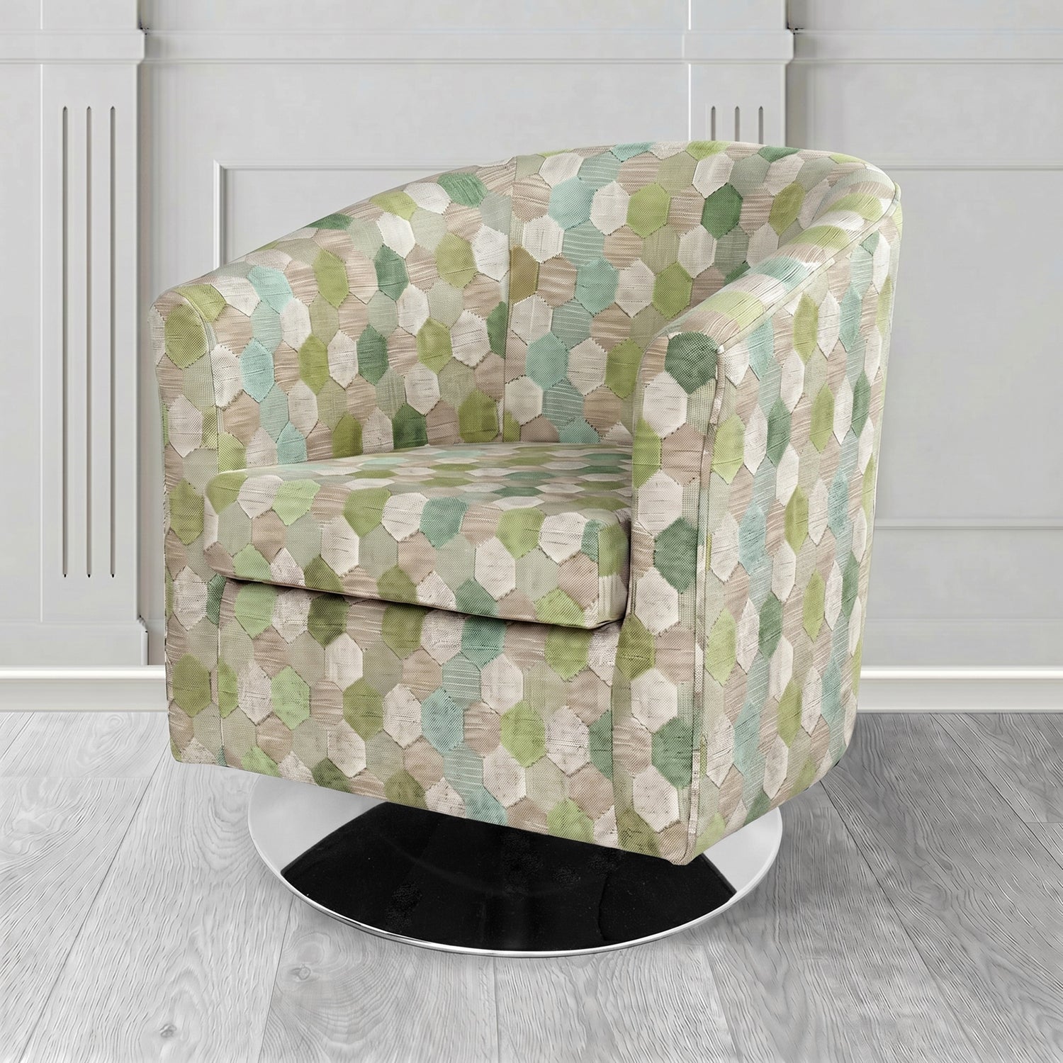 Tuscany Swivel Tub Chair in Cristina Marrone Extravaganza Honeycomb Velvet Pattern Fabric