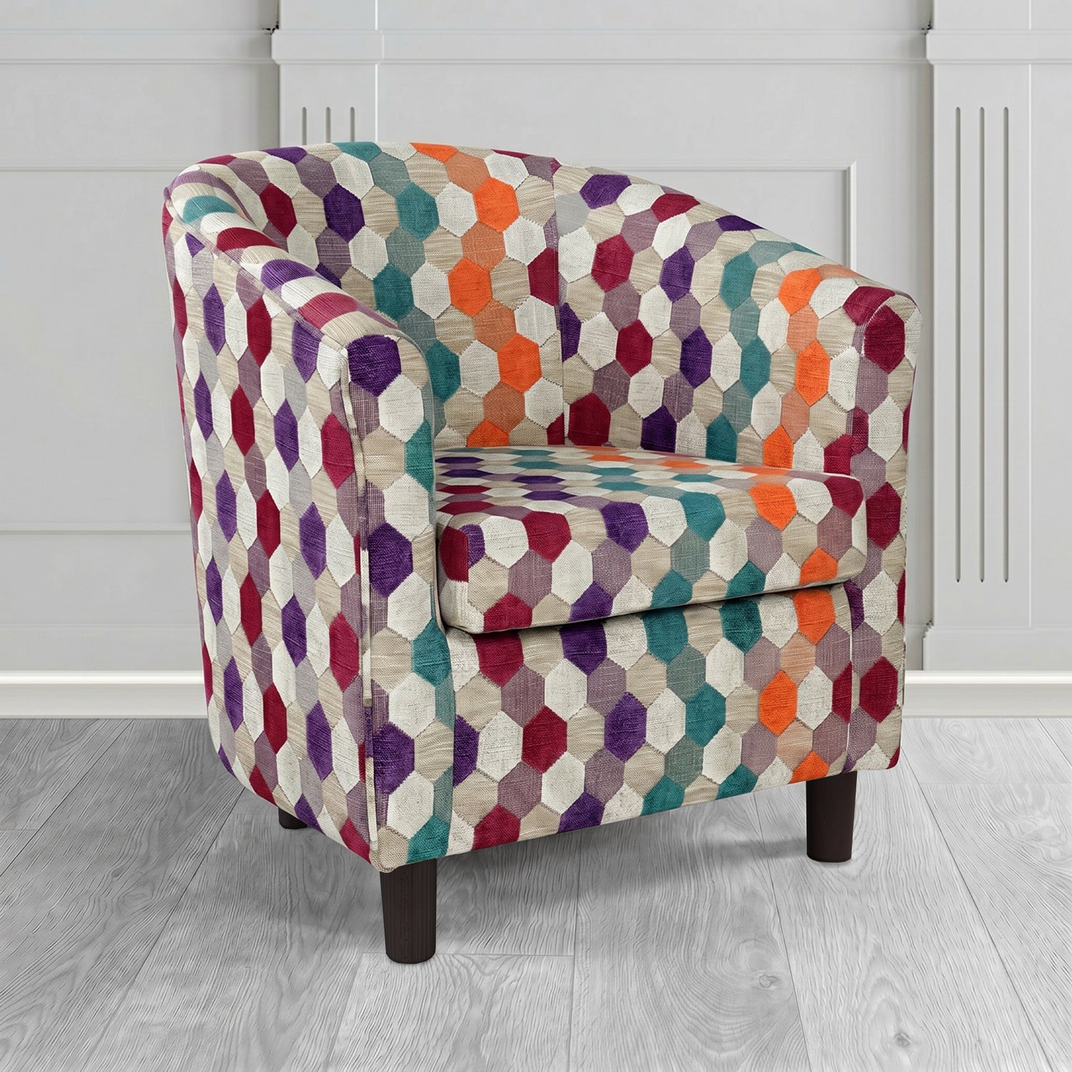 Tuscany Tub Chair in Cristina Marrone Extravaganza Honeycomb Velvet Pattern Fabric