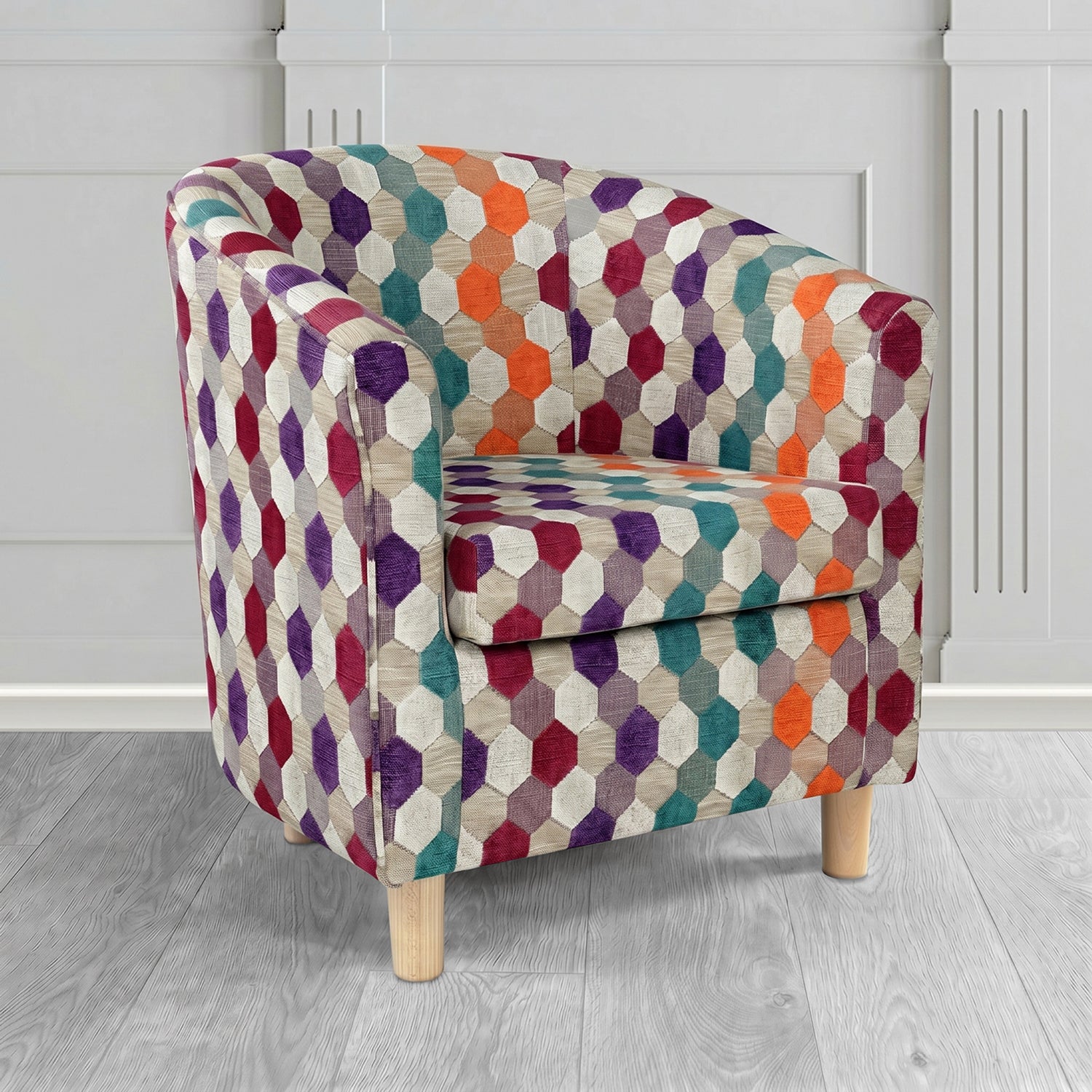 Tuscany Tub Chair in Cristina Marrone Extravaganza Honeycomb Velvet Pattern Fabric