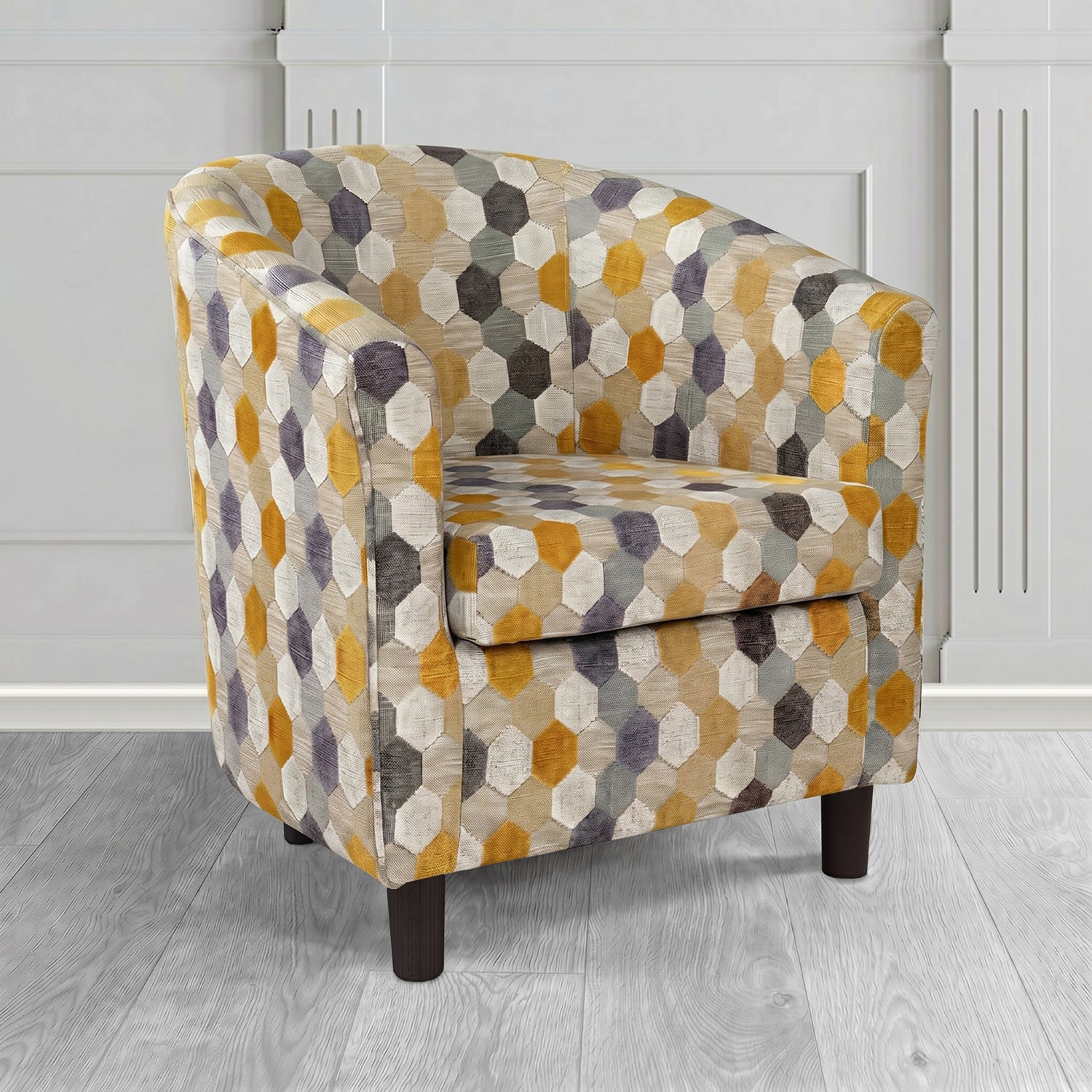 Tuscany Tub Chair in Cristina Marrone Extravaganza Honeycomb Velvet Pattern Fabric
