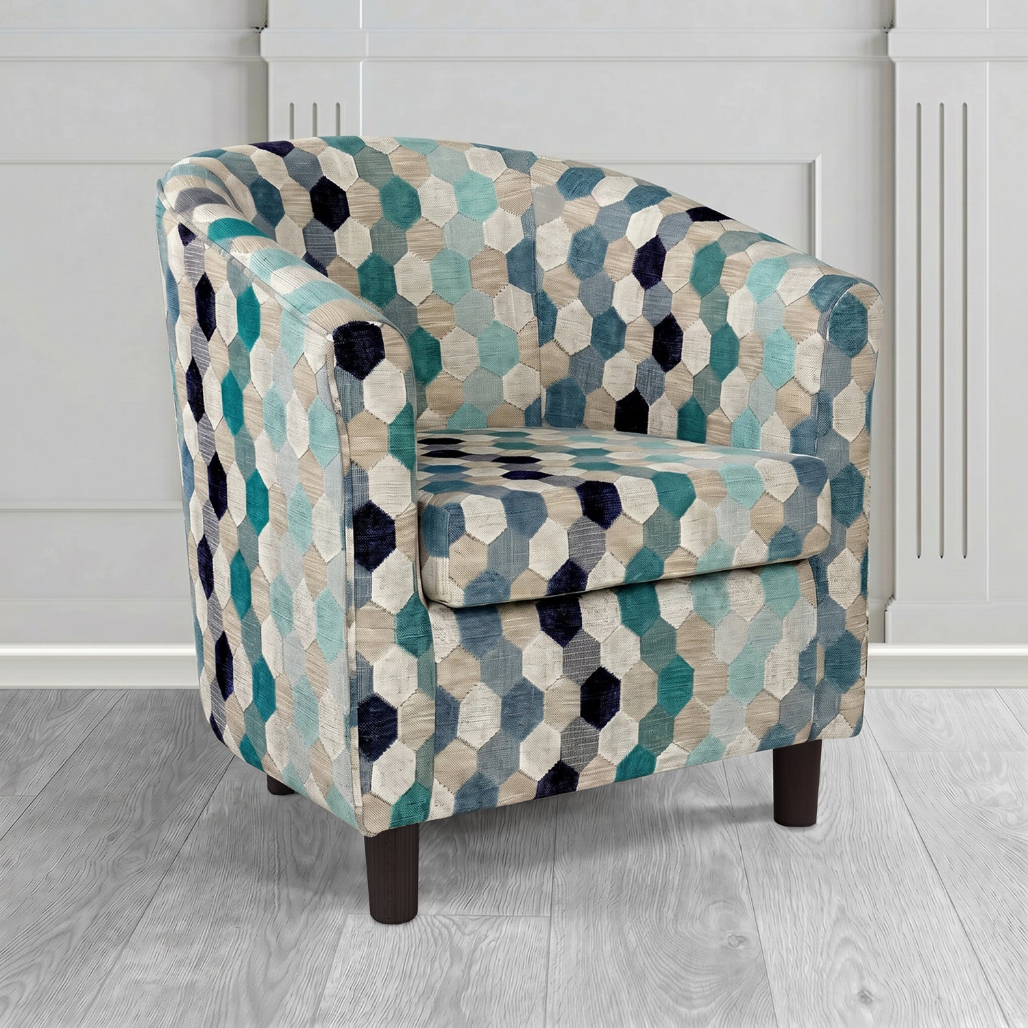 Tuscany Tub Chair in Cristina Marrone Extravaganza Honeycomb Velvet Pattern Fabric