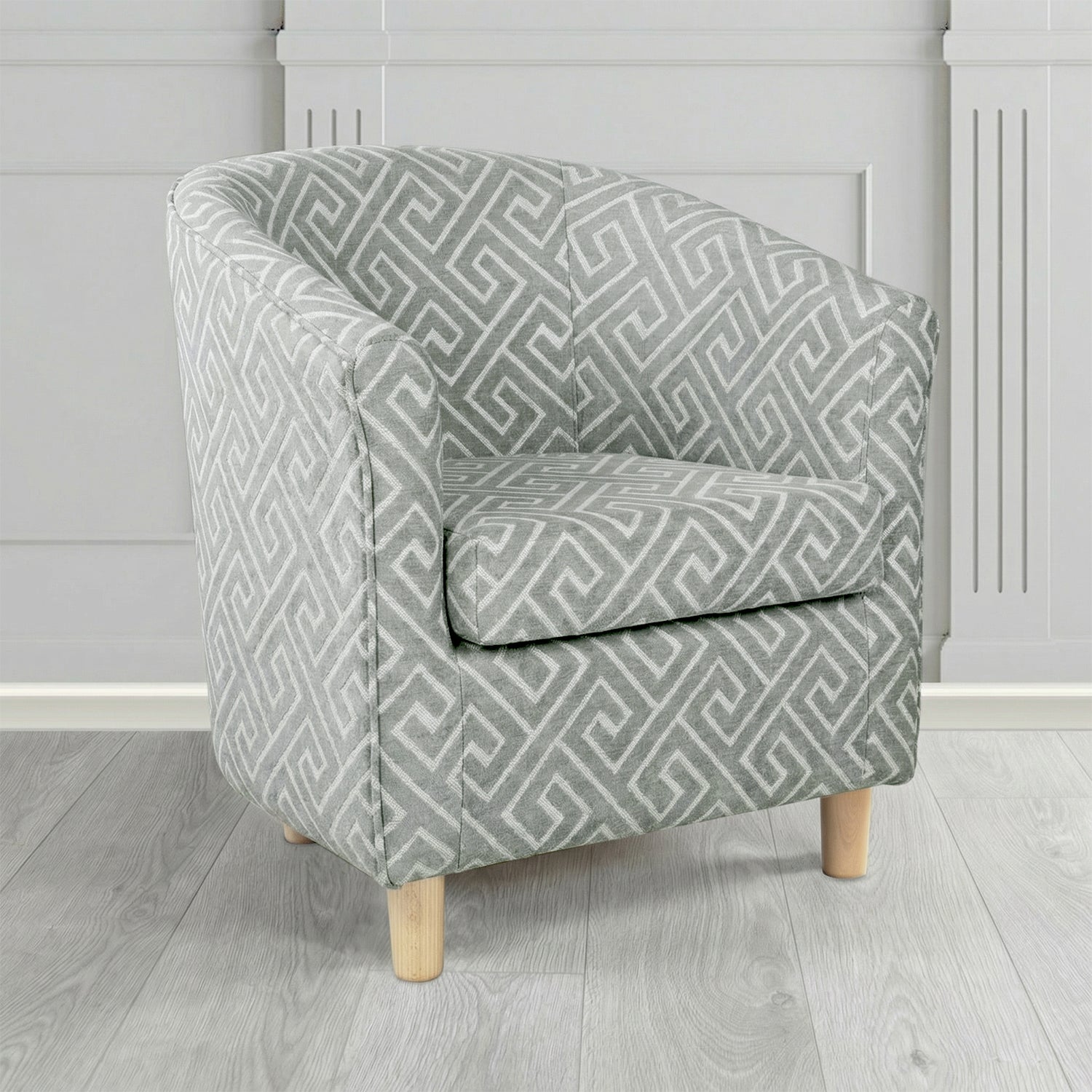 Tuscany Tub Chair in Cristina Marrone Extravaganza Greek Key Geometric Fabric