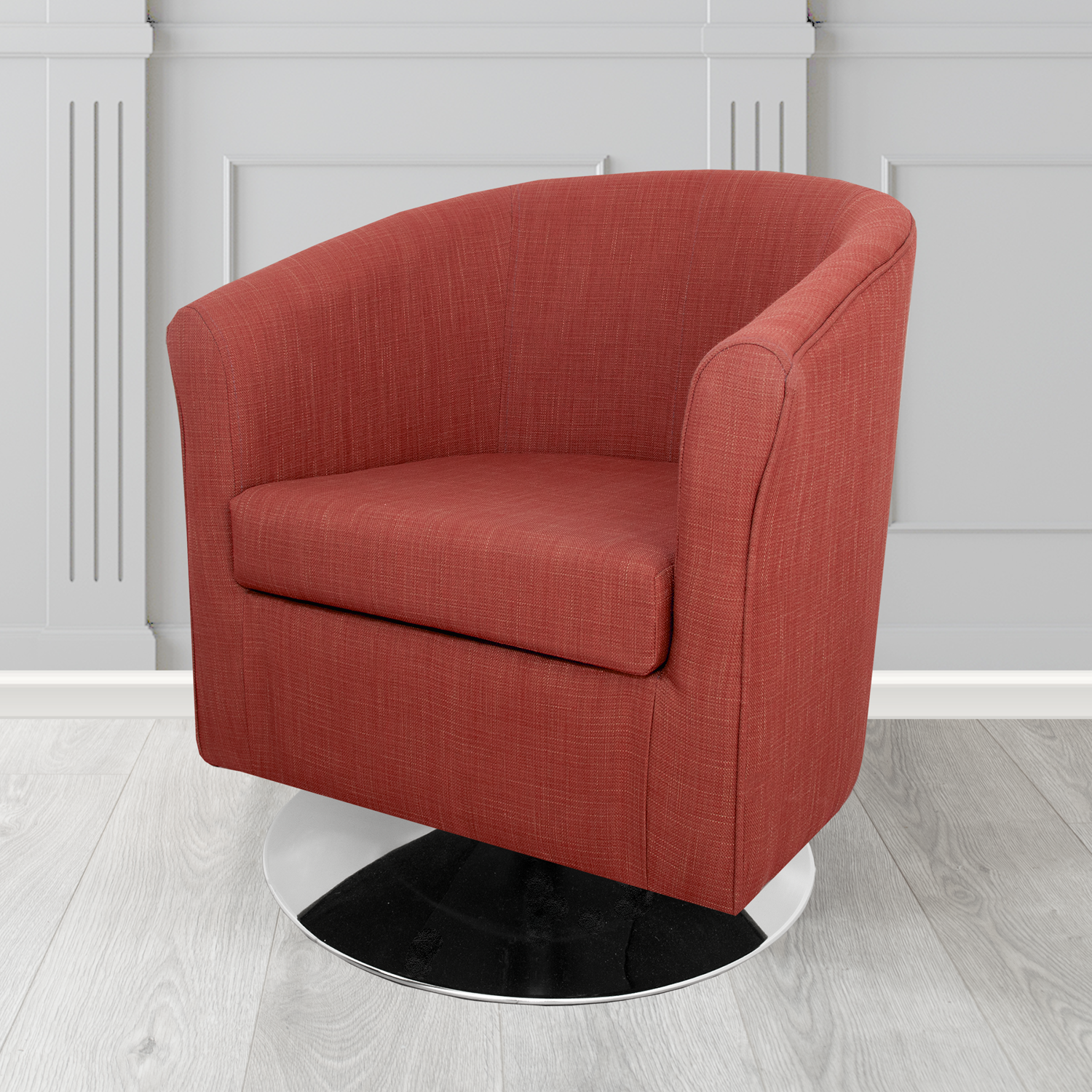Tuscany Emporio Terracotta EMP505 Linen Crib 5 Fabric Swivel Tub Chair - The Tub Chair Shop