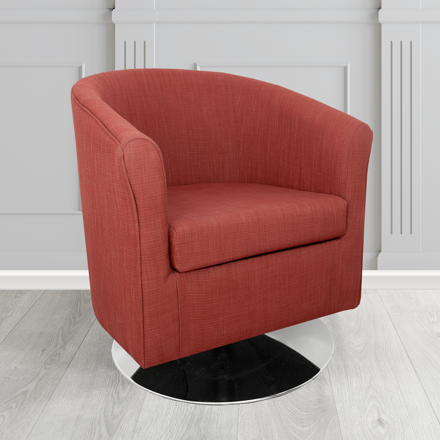Tuscany Emporio Terracotta EMP505 Linen Crib 5 Fabric Swivel Tub Chair - The Tub Chair Shop