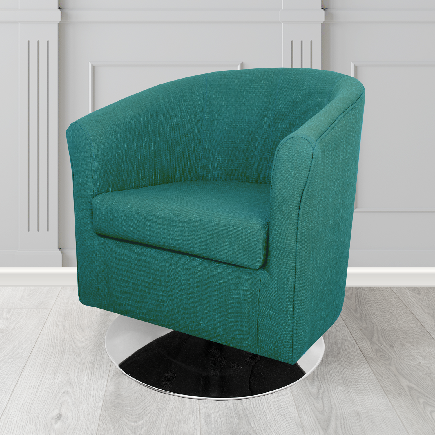 Tuscany Emporio Teal EMP510 Linen Crib 5 Fabric Swivel Tub Chair - The Tub Chair Shop