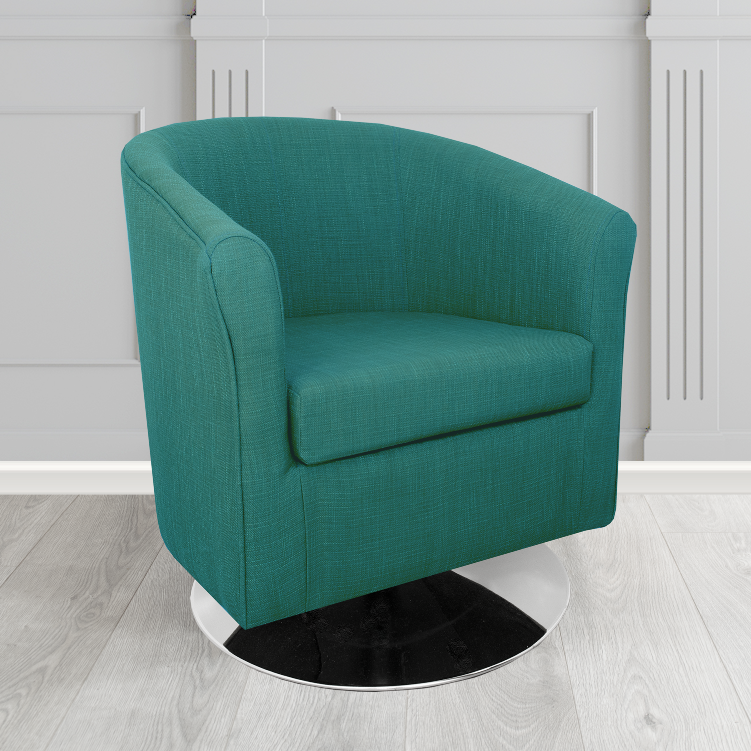 Tuscany Emporio Teal EMP510 Linen Crib 5 Fabric Swivel Tub Chair - The Tub Chair Shop