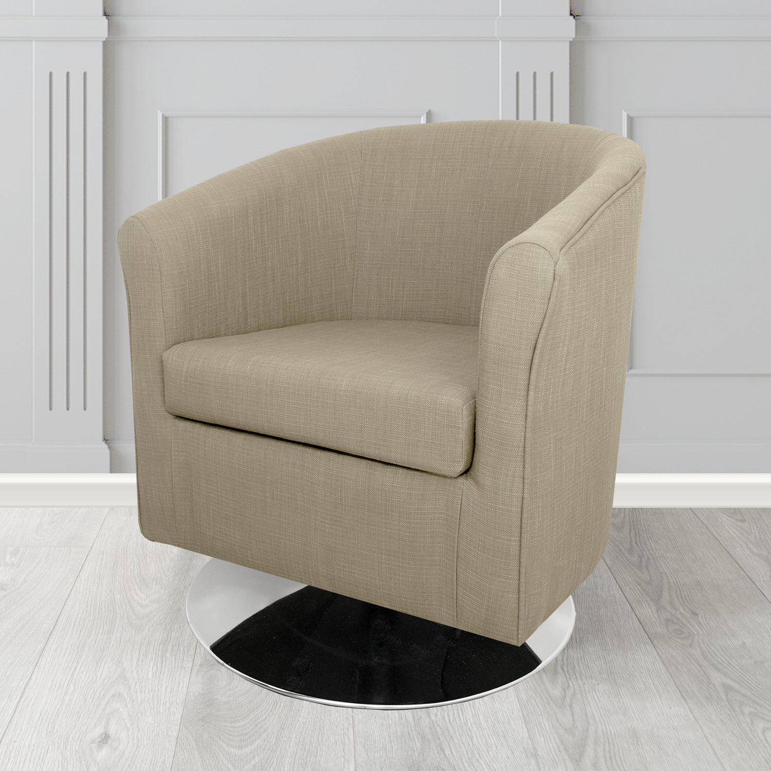 Tuscany Emporio Linen EMP515 Plain Linen Crib 5 Fabric Swivel Tub Chair - The Tub Chair Shop