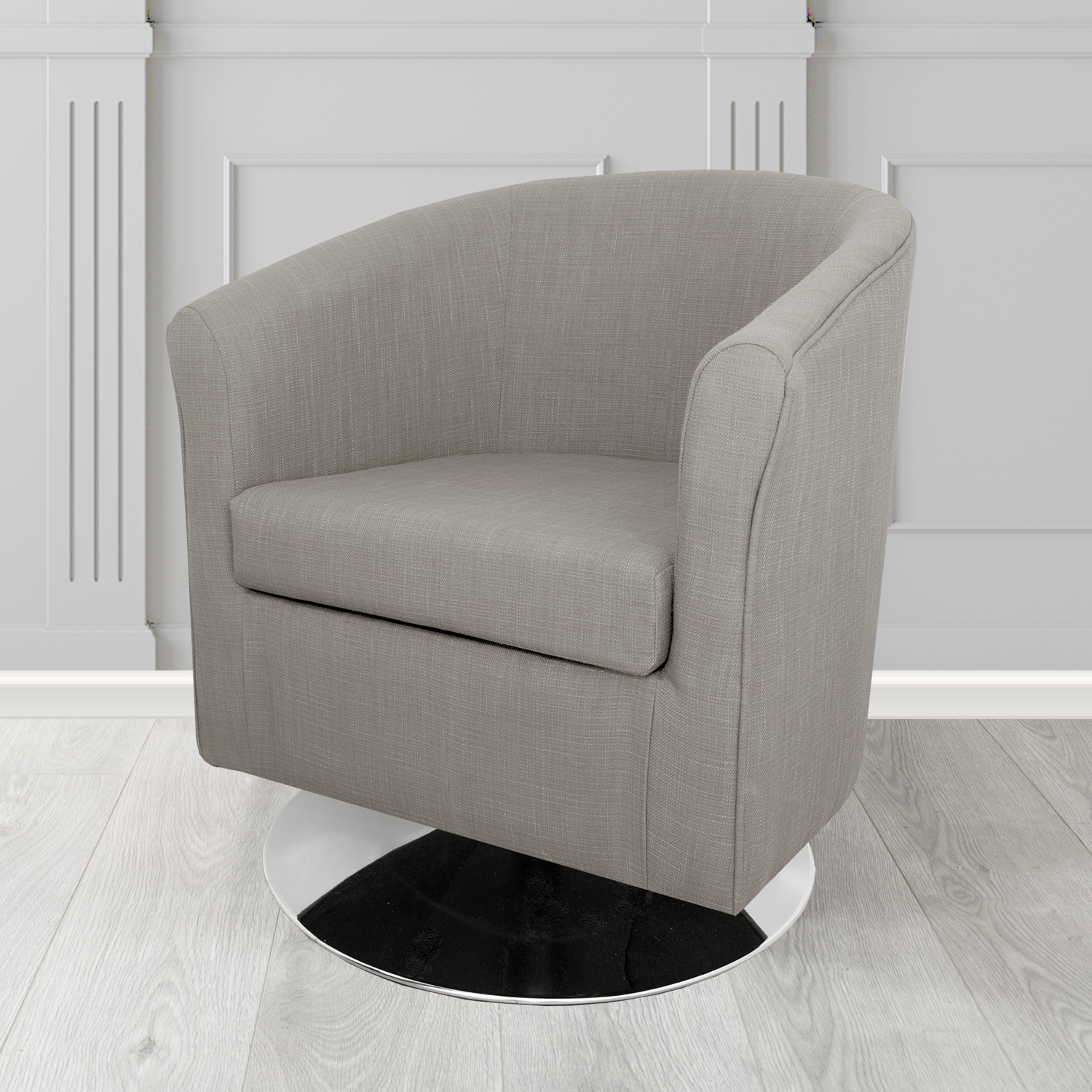 Tuscany Emporio Smokey Grey EMP516 Linen Crib 5 Fabric Swivel Tub Chair - The Tub Chair Shop