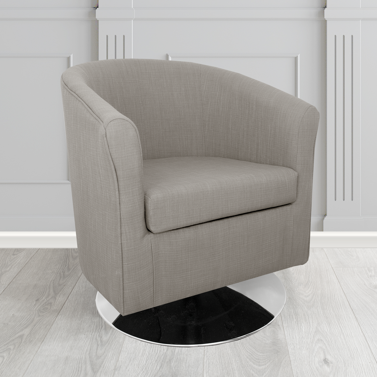 Tuscany Emporio Smokey Grey EMP516 Linen Crib 5 Fabric Swivel Tub Chair - The Tub Chair Shop